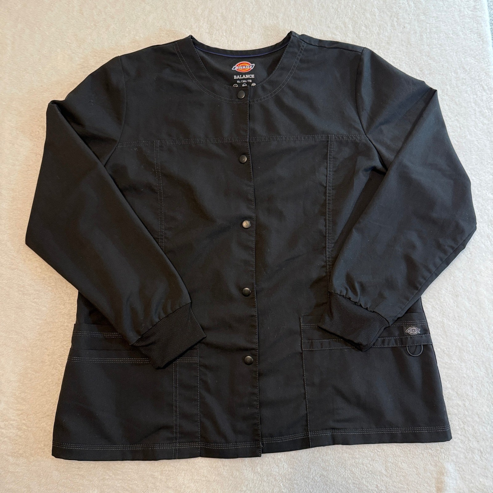 Dickies Balance Black Scrub Jacket XL Snap Front Warm Up Medical DK380 RN93643
