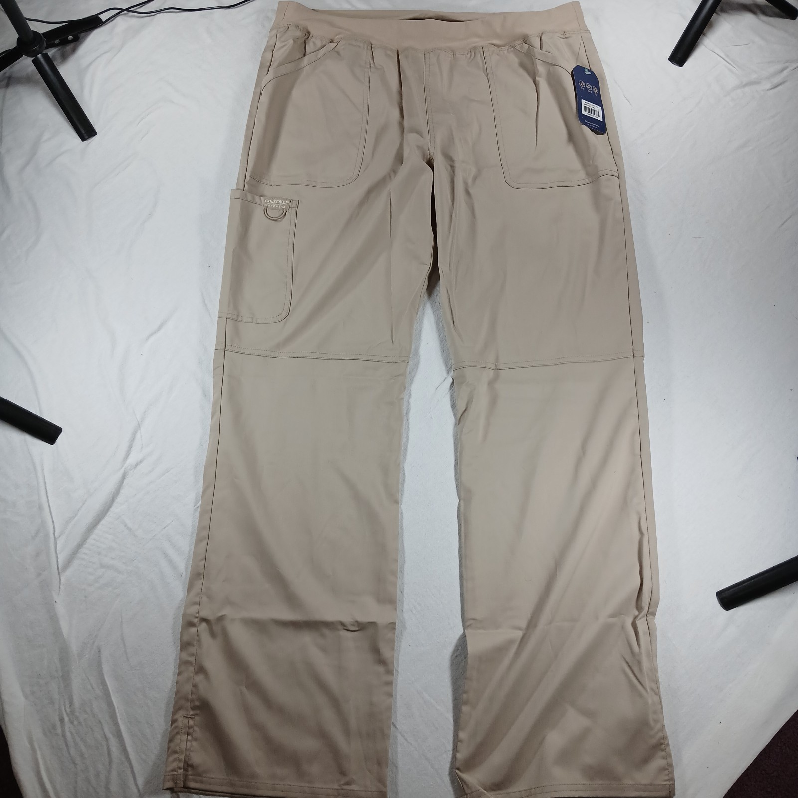 Cherokee Workwear Revolution WW110T Scrub Pants XL Tall Khaki NWT Stretch Cargo