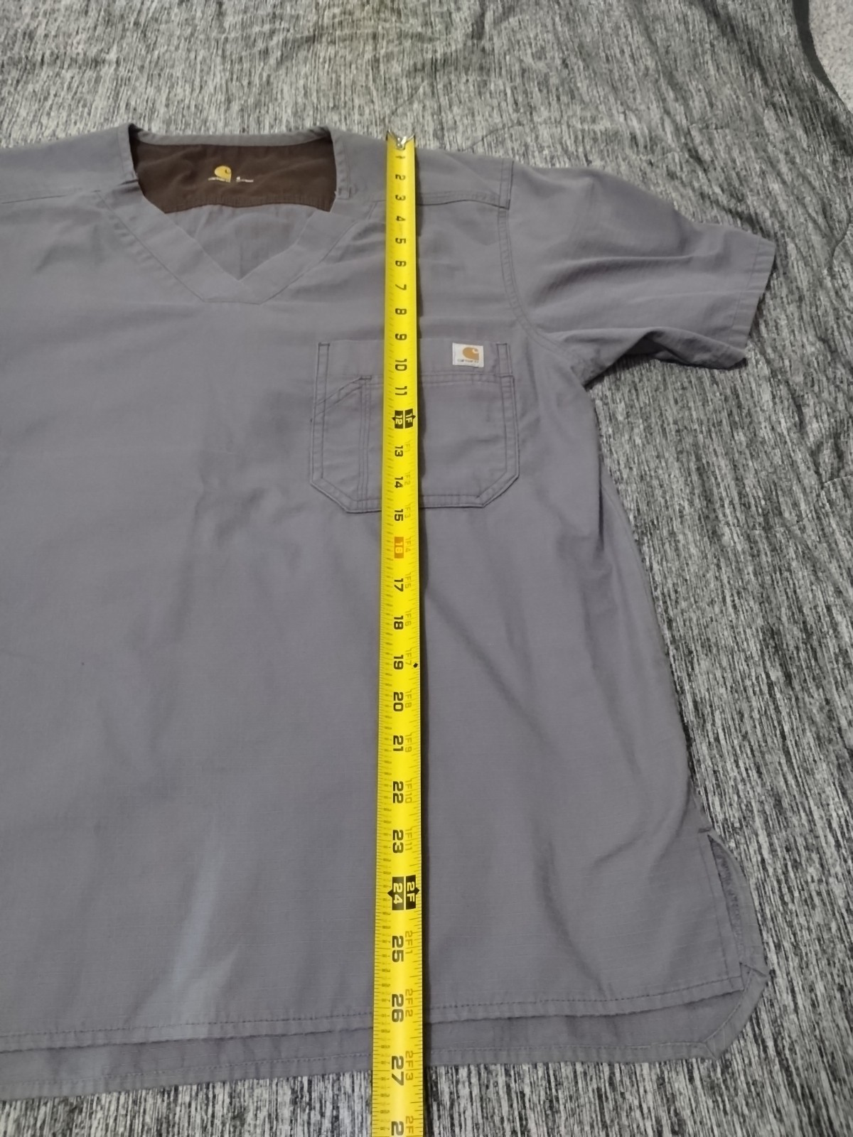 Carhartt Gray Scrub Top Shirt V-Neck Adult Size Small Ripstop