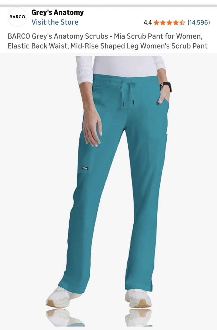 Barco Grey’s Anatomy Women’s Mia Scrub Pant TEAL SMALL NWOT