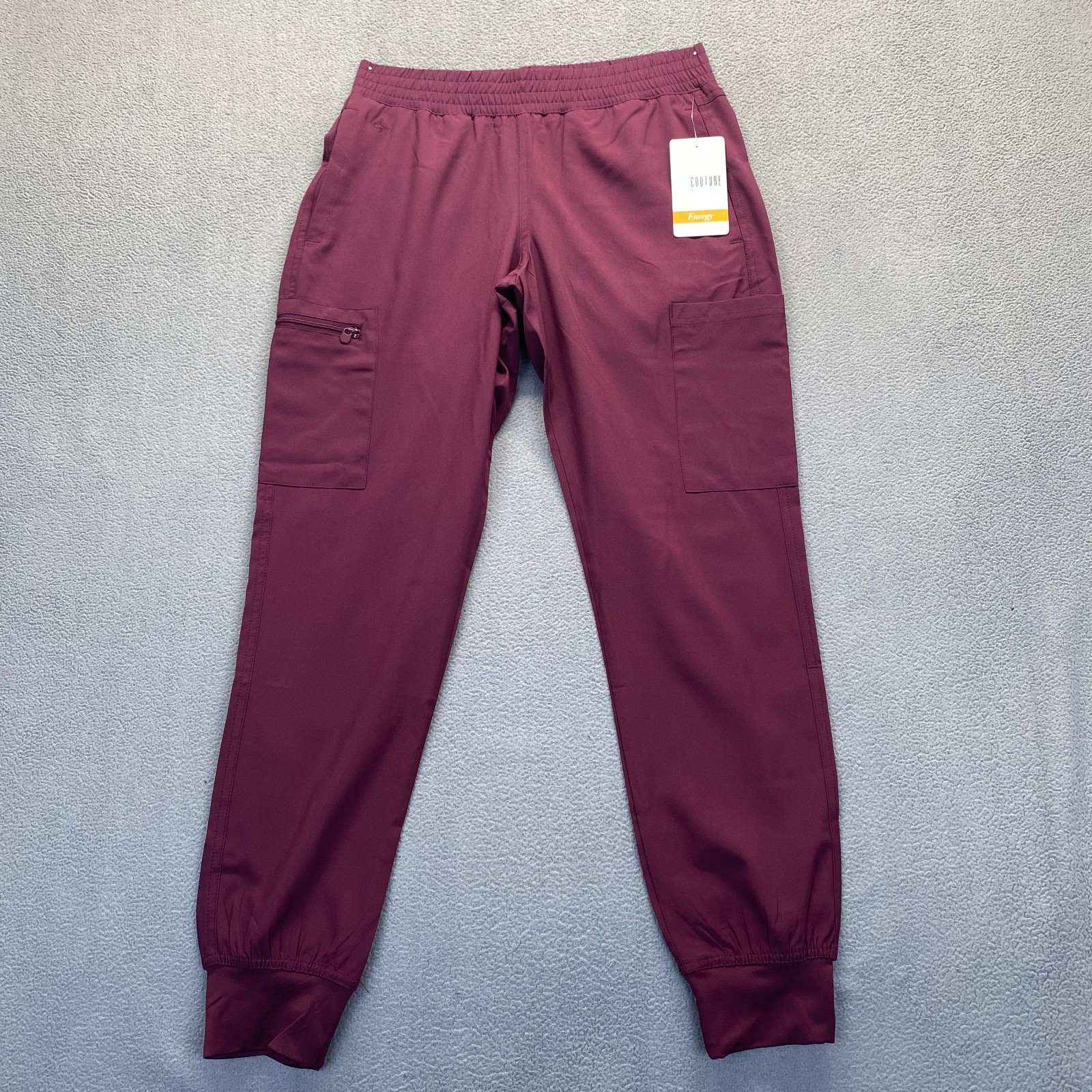 Med Couture Women’s 8739 Energy Smocked Waist Jogger Pant, NWT, Wine Size XS