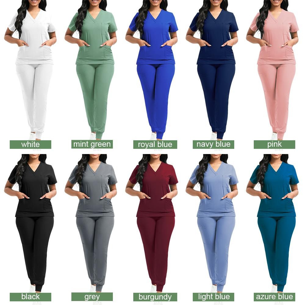 Unisex Medical Scrubs Set Nurse Uniform Spa Vet Dental Clinic Work Clothes S-XXL