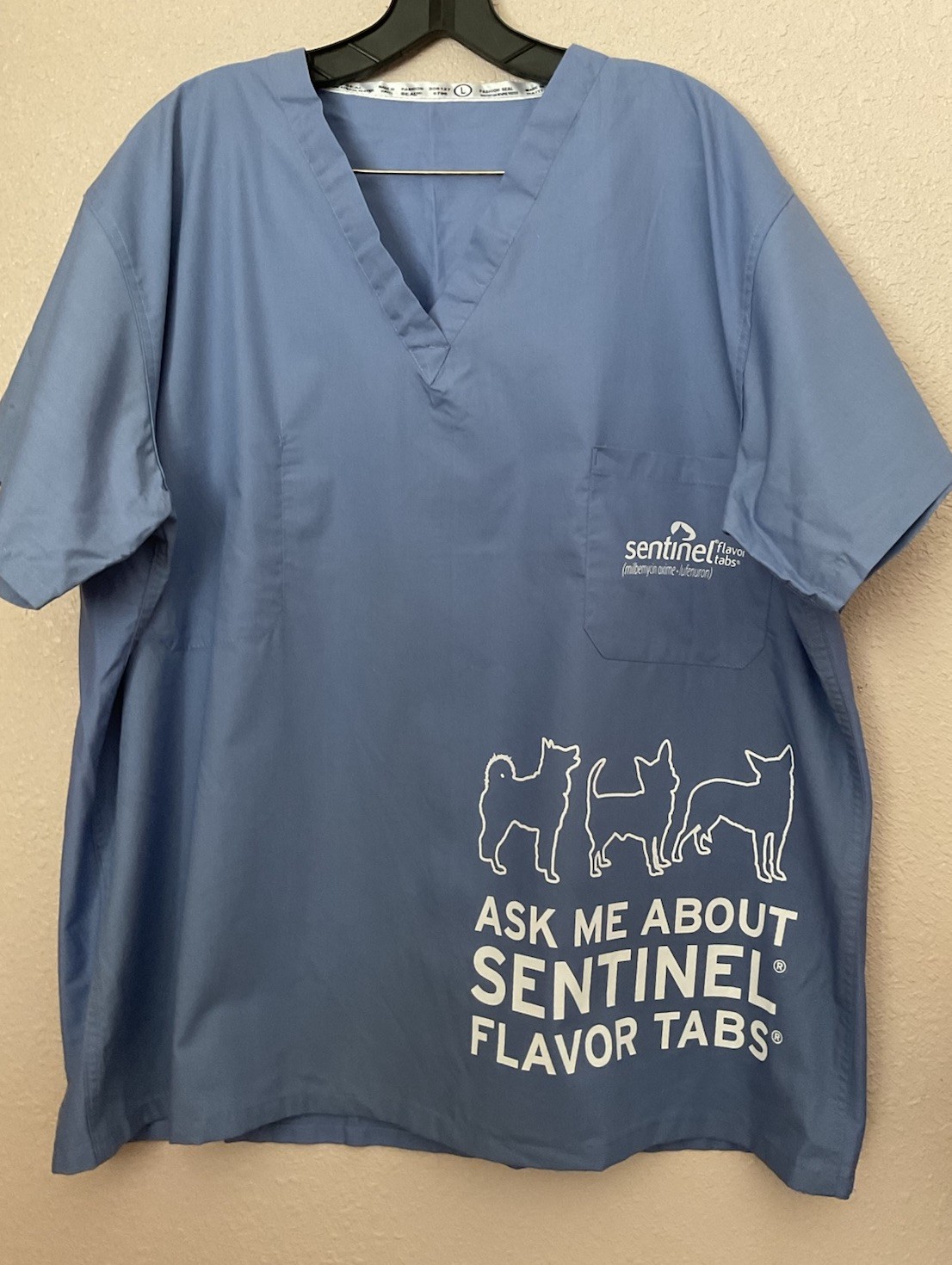 Fashion Seal ,Nurse Scrub Men’s ,Large Blue Dog Animals Workwear Uniform