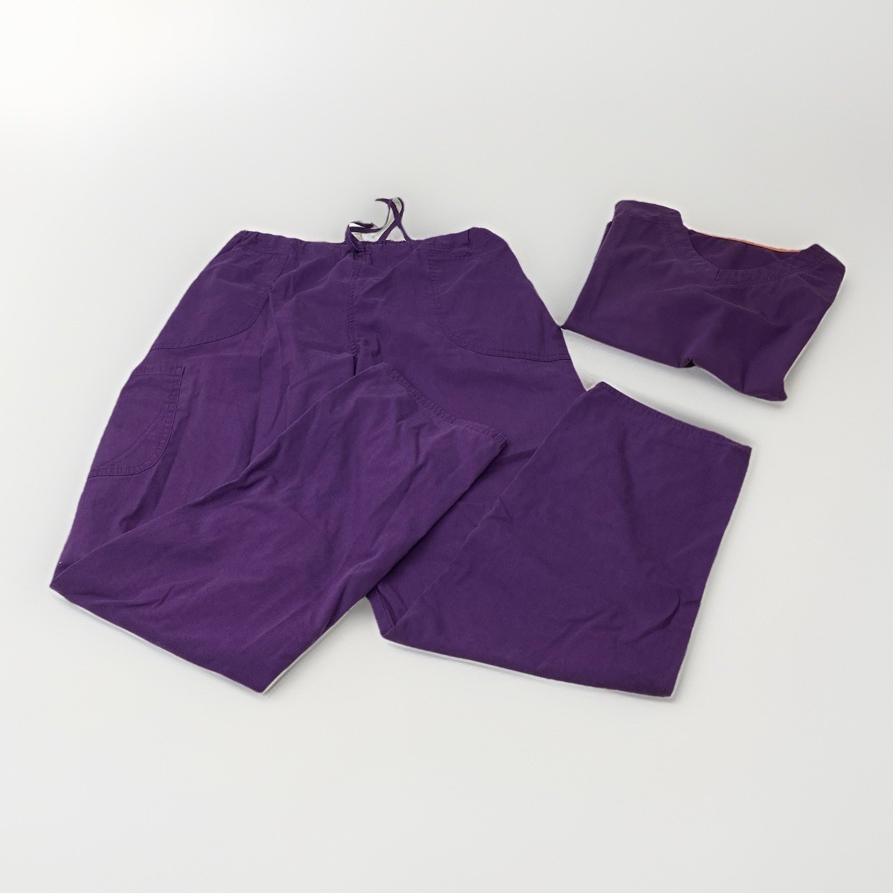 Scrubstar Top And Bottom Set Womans M Medium Solid Purple Pants Shirt Scrubs