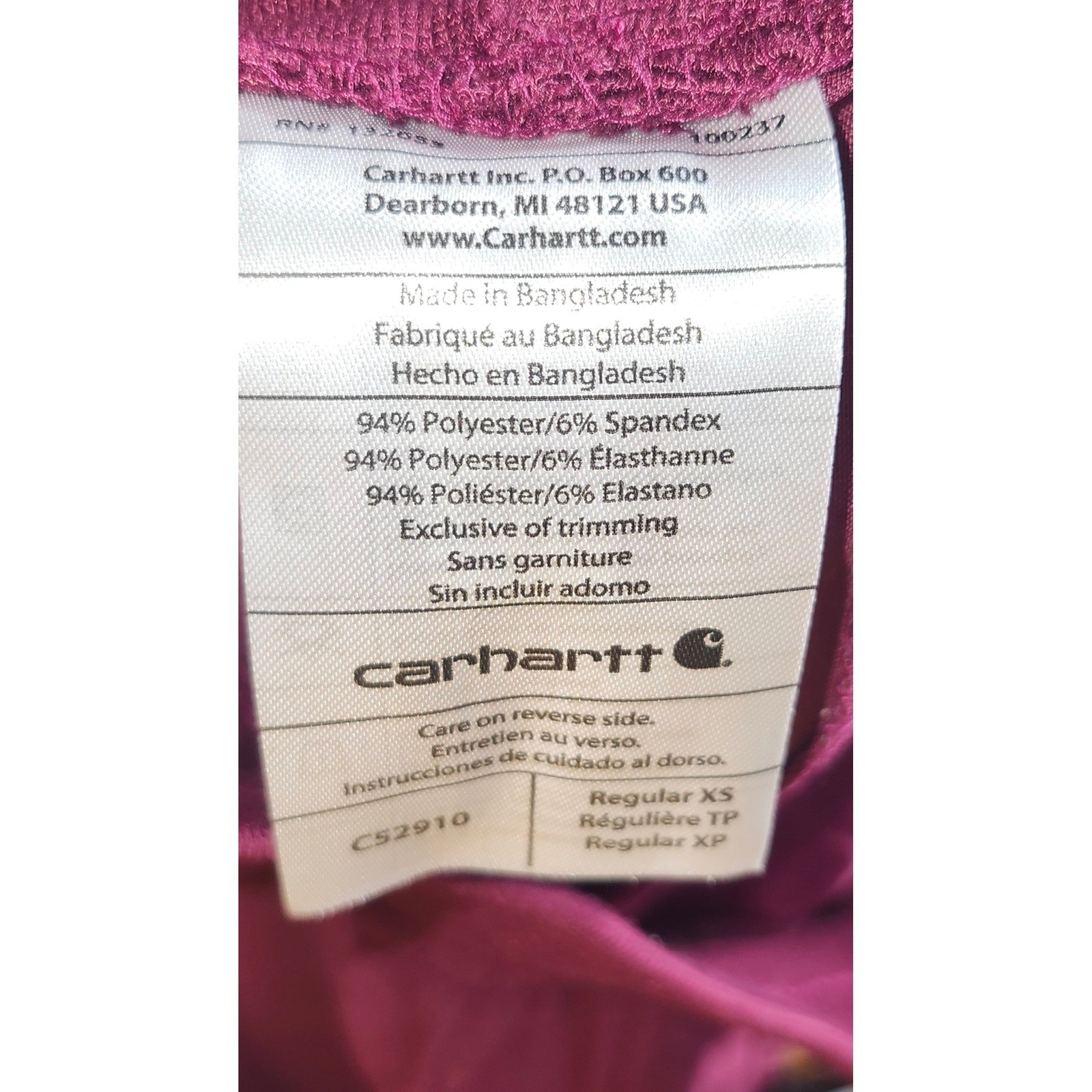 Carhartt Force Cross-Flex Slim Leg Scrub Pants Women XS Regular Wine MP2910-W