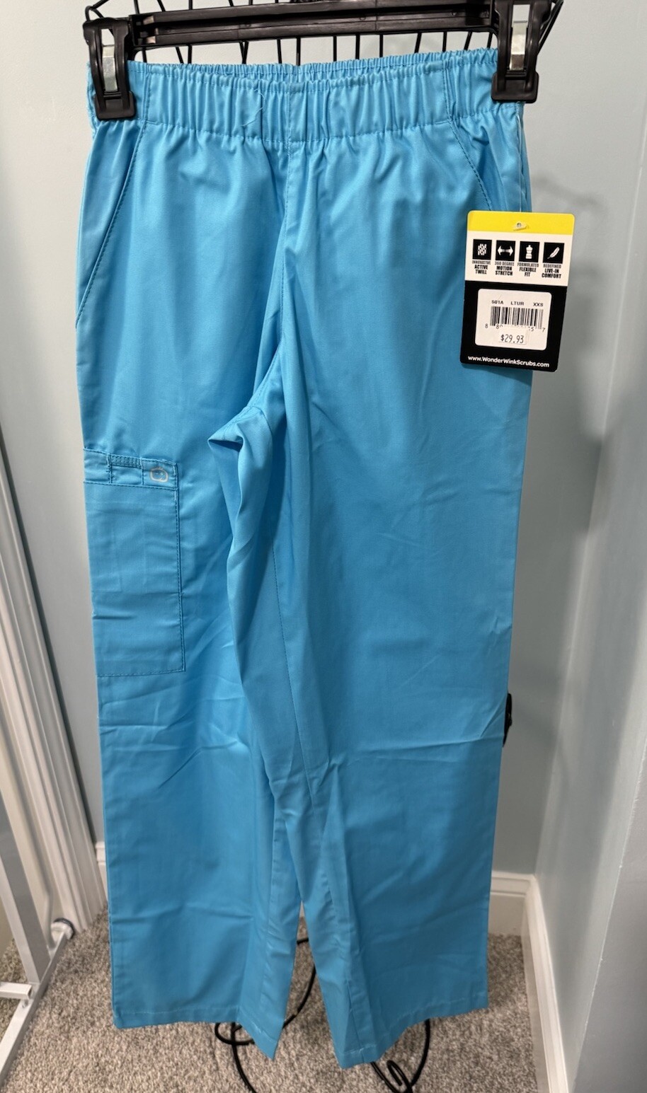 NEW Wonderwink Elastic Waist Extra Extra Small XXS Scrub Bottoms Light Turquoise