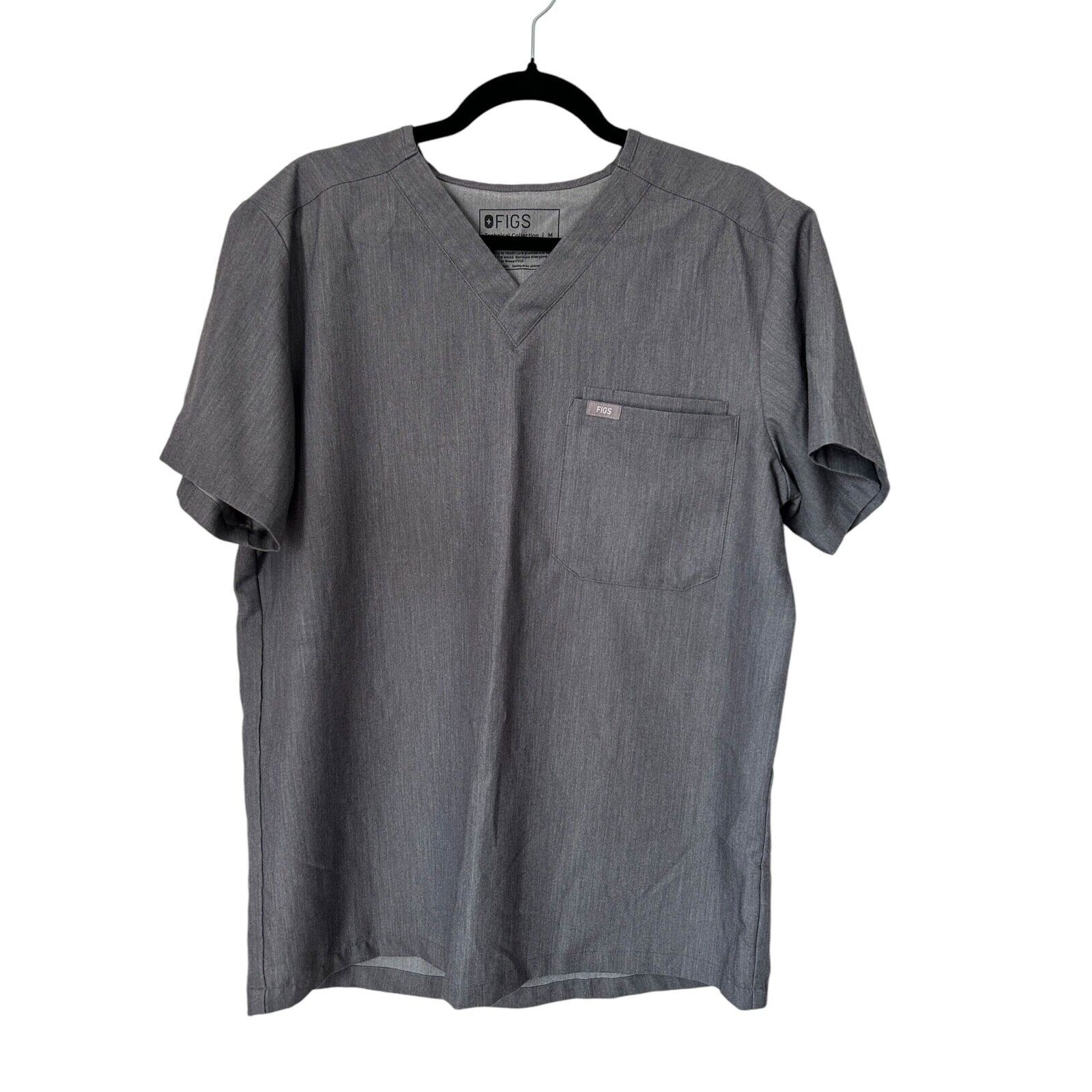 Figs Scrub Top Mens Size M Grey Technical Collection Aya Medical Logo Nursing