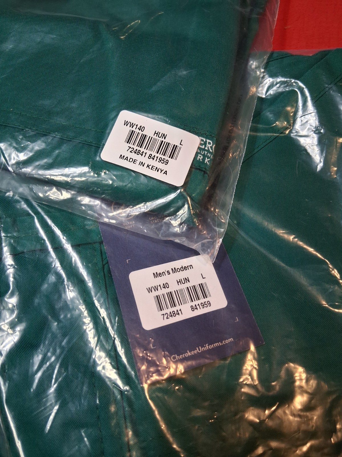 2 Pair Mens L Cherokee Workwear Scrubs Fly Front Modern Pants Hunter Green WW140