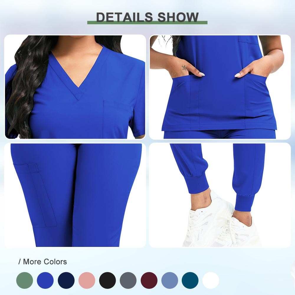 Unisex Medical Scrubs Set Nurse Uniform Spa Vet Dental Clinic Work Clothes S-XXL
