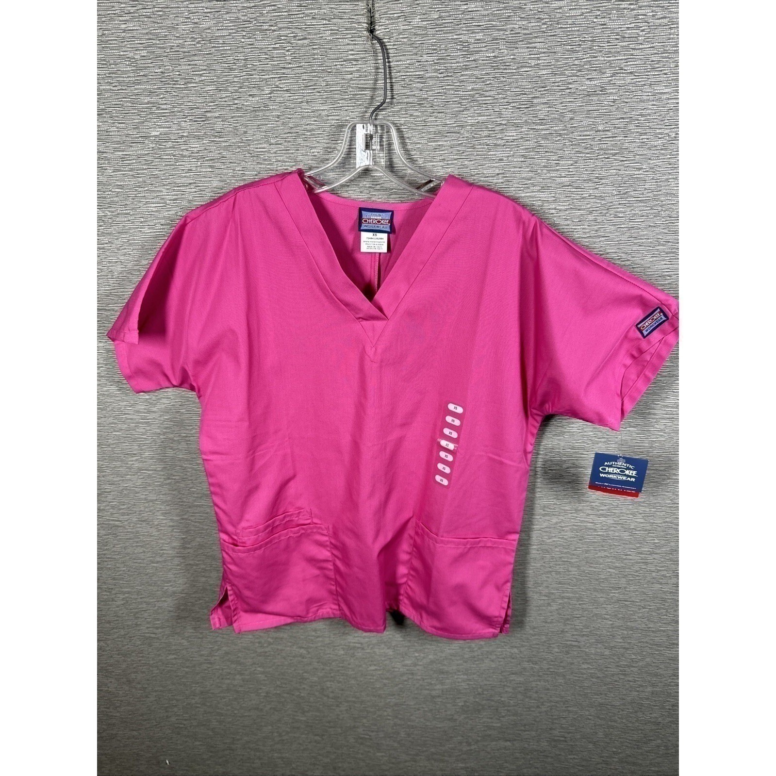 NEW Cherokee Scrub Top Womens Hot Pink Style #4700 Size XS