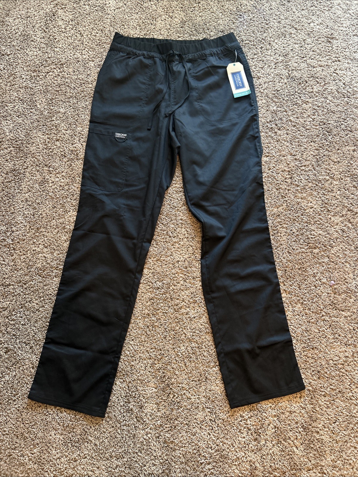 Cherokee Workwear Revolution Black Drawstring Scrub Pant | WW105 TALL NWT