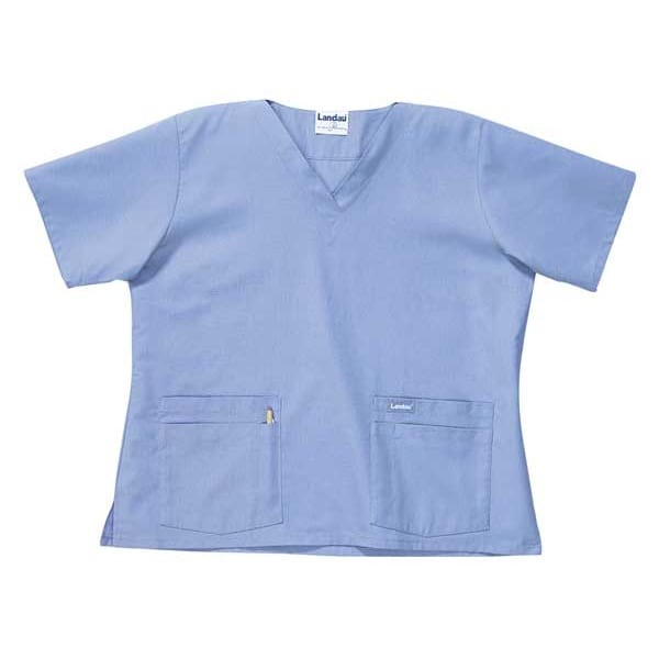 Landau 8219Bnpmed Scrub Shirt, Cotton/Polyester, Short Sleeve, 4 Pockets,
