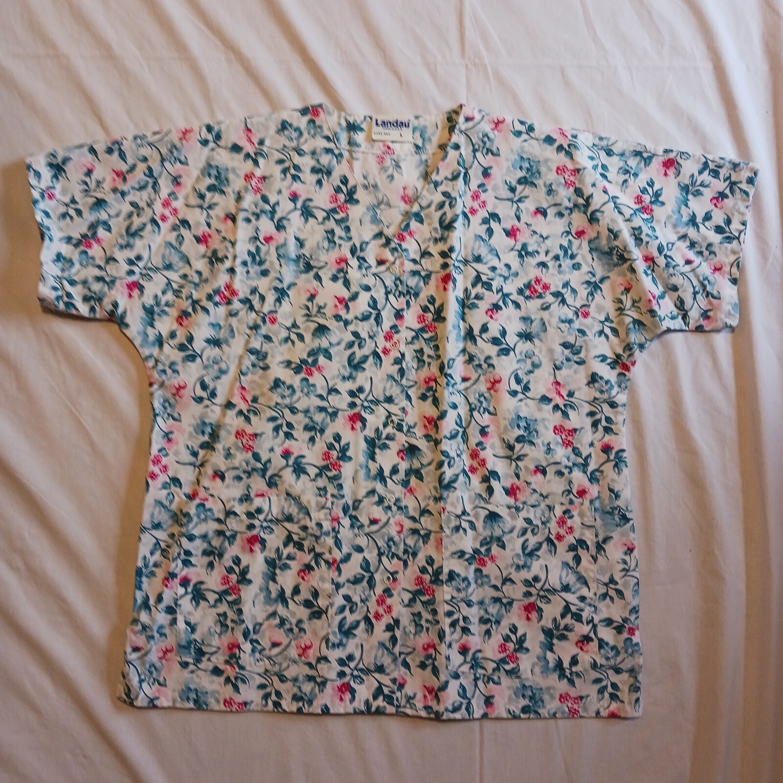 4pc Landau Women’s L Scrubs 4 Tops Floral Flag Horse Butterfly nursing