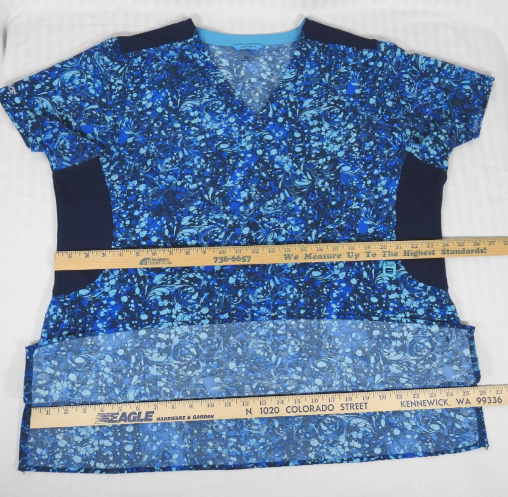 Women’s Carhartt FORCE Blue Speckled Medical Scrub Top 2XL. Lightweight, Stretch