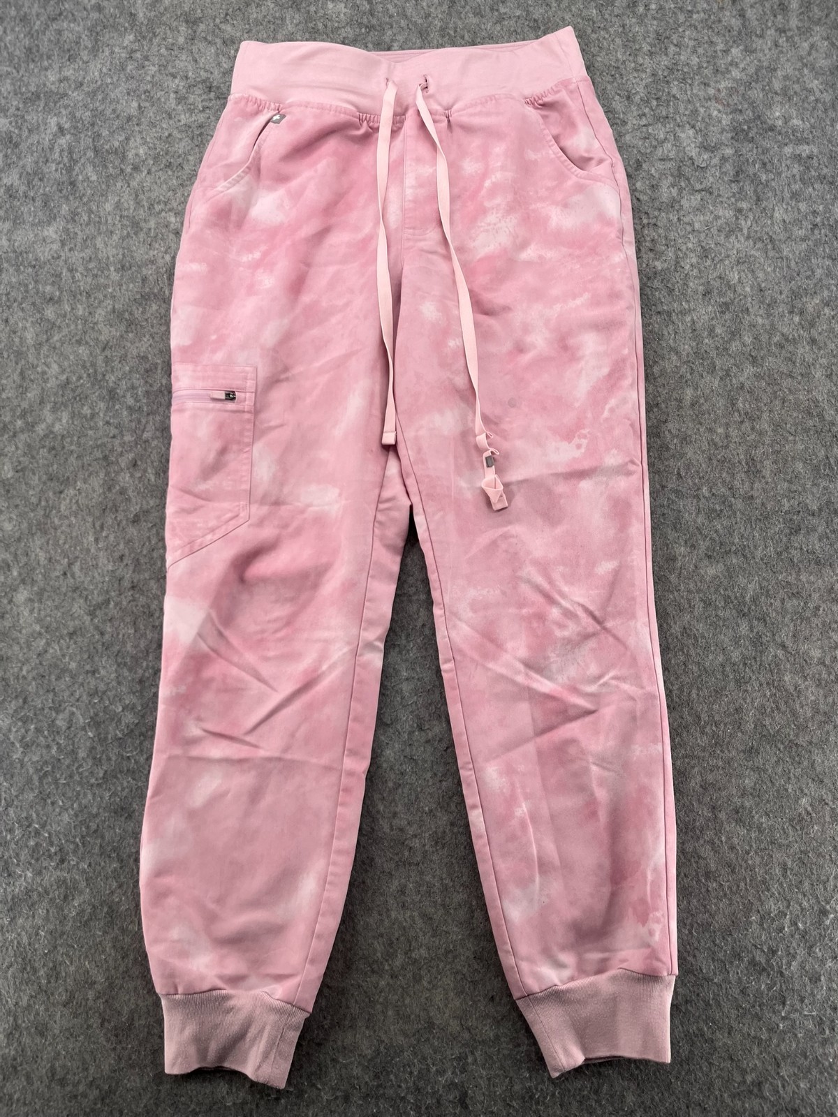 Figs High Waisted Zamora Jogger Scrub Pants Size S Pink Tie Dye