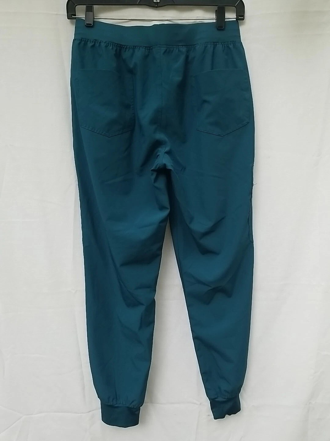 Womans Teal Blue Scrub Pants, Cuffed, Leg Pocket, Large