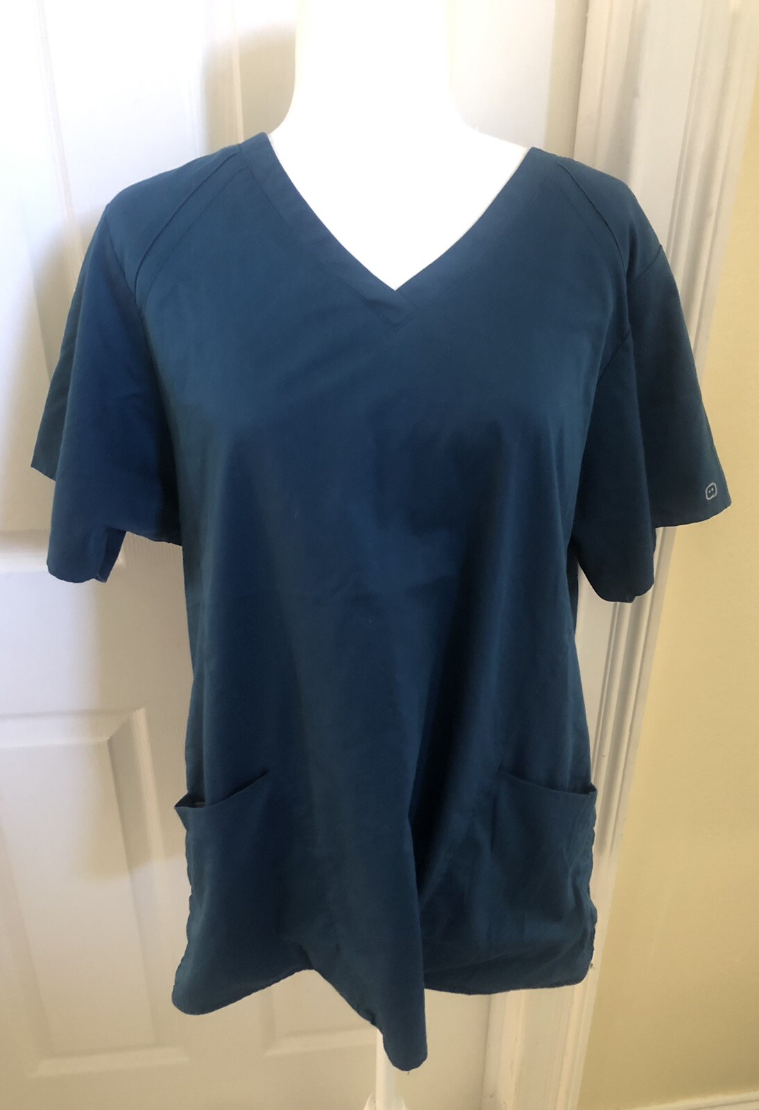 Wink WonderWink Pro Scrub Nurse Top 6319 4 Pocket V-Neck Teal Blue XL