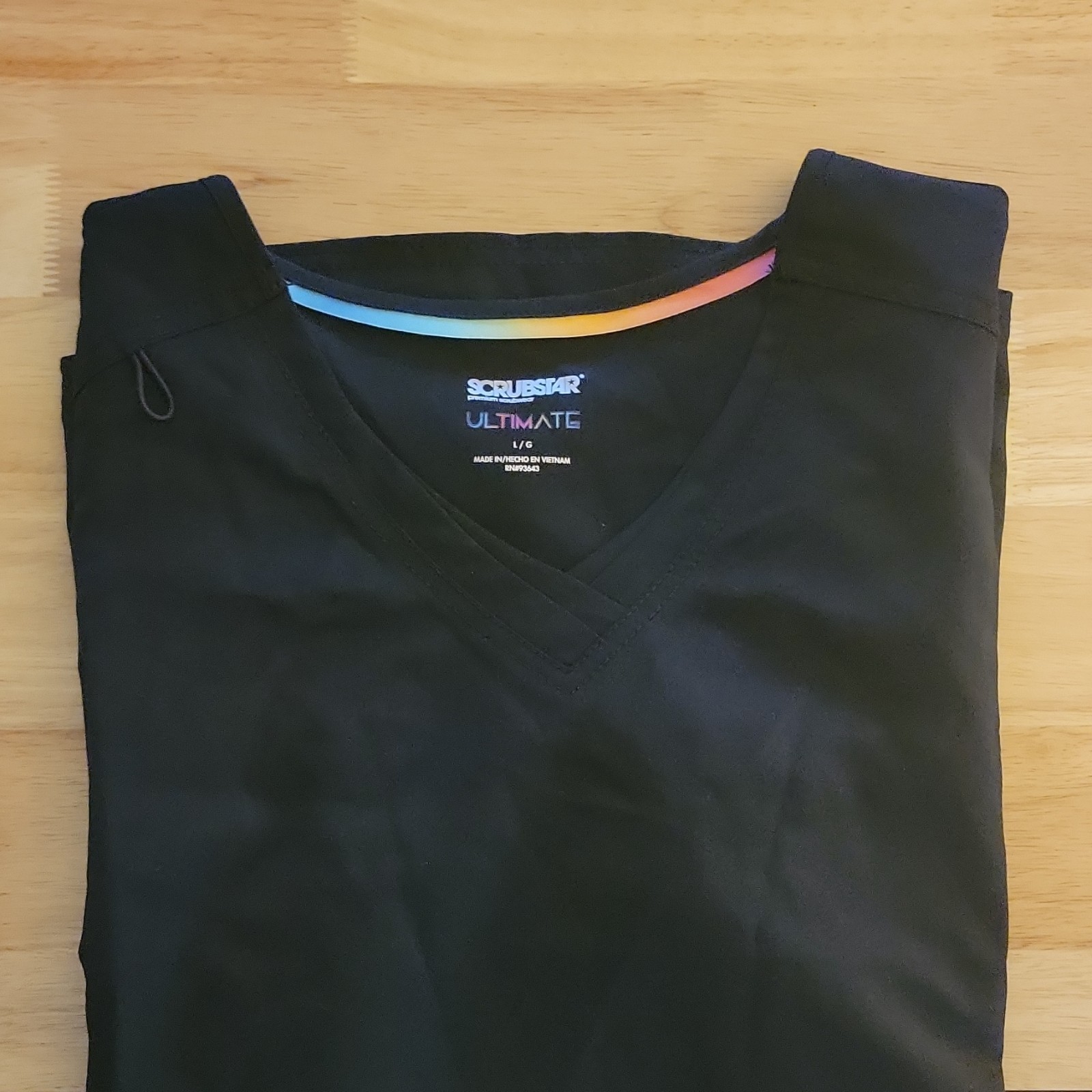 Scrubstar Ultimate V-Neck Scrub Top Black Solid Polyester Blend Unisex L RN93643
