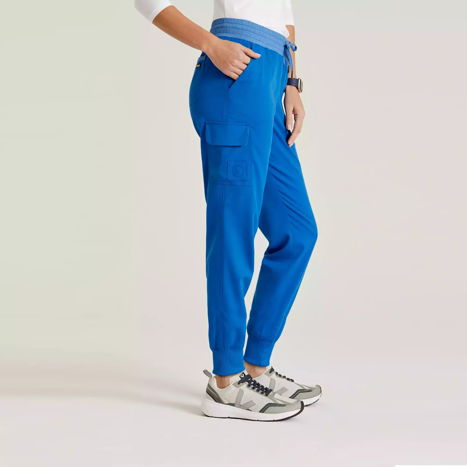 GREYS ANANTOMY JOGGER TWO-TONE CARGO SCRUB PANTS ALL COLORS AND SIZES #GRSP639