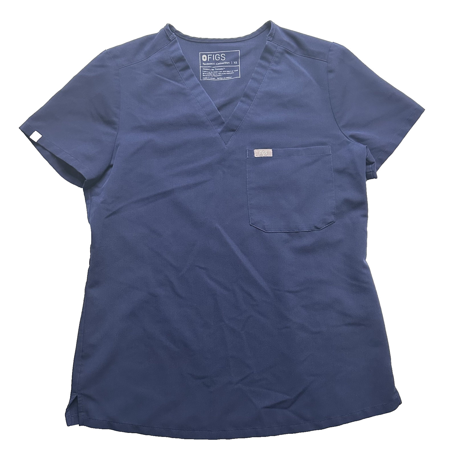 FIGS Catarina Scrub Top Women’s XS Navy Blue V-Neck One Pocket FW1000