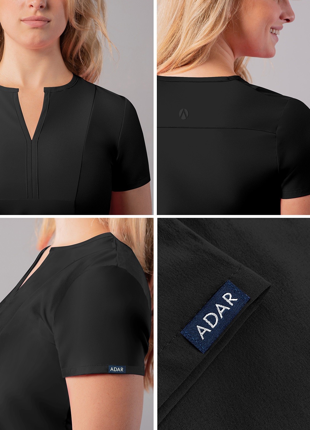 Adar Addition Scrubs For Women – Notched V-Neck Scrub Top