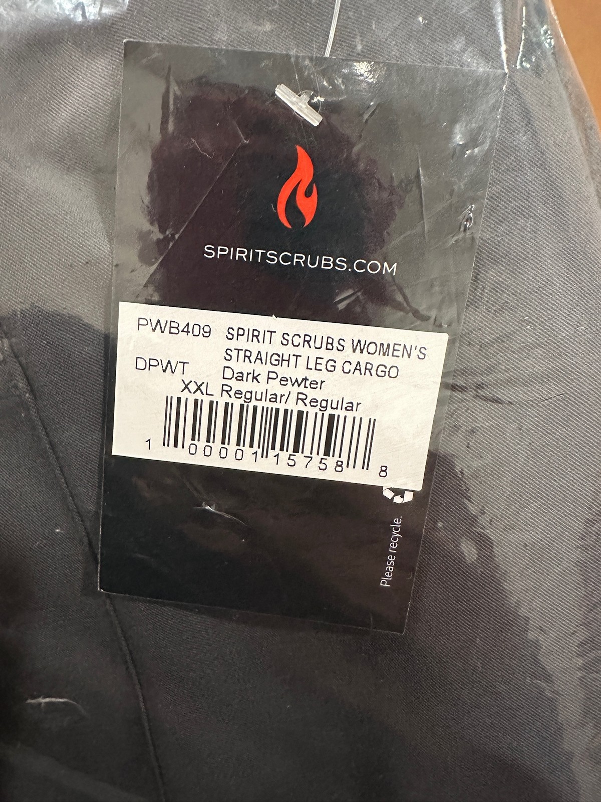 NWT Spirit Scrubs Women’s 6 Pocket Straight Leg Cargo Pant in Dark Pewter