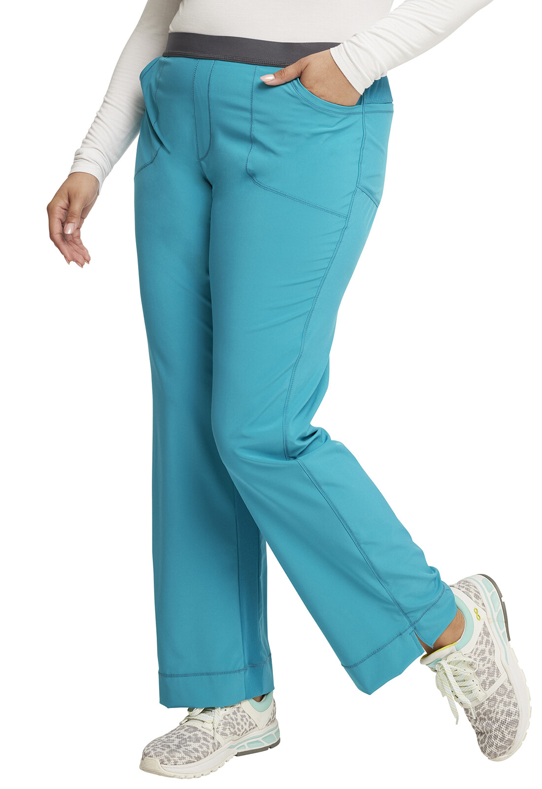 Teal Blue Cherokee Scrubs Infinity Low Rise Slim Pull On Pant 1124A TLPS