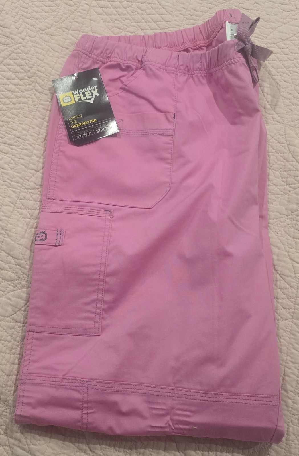 WonderWink WonderFlex Vivid Pink Scrub Pants 2X Cotton Polyester Spandex 5108