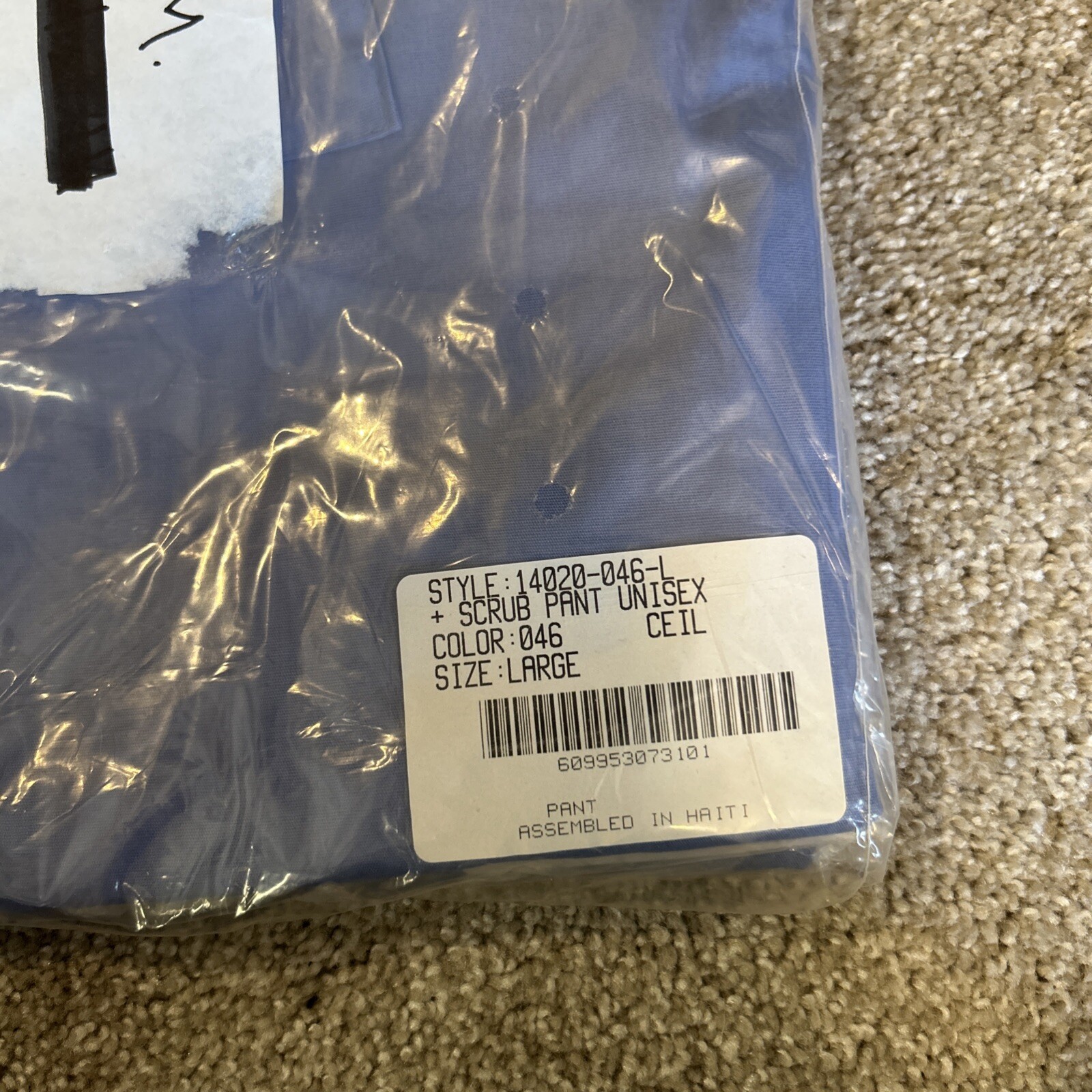 New White Swan Unisex Drawstring Cargo Scrub pants Sz Large Bermuda Blue 14020