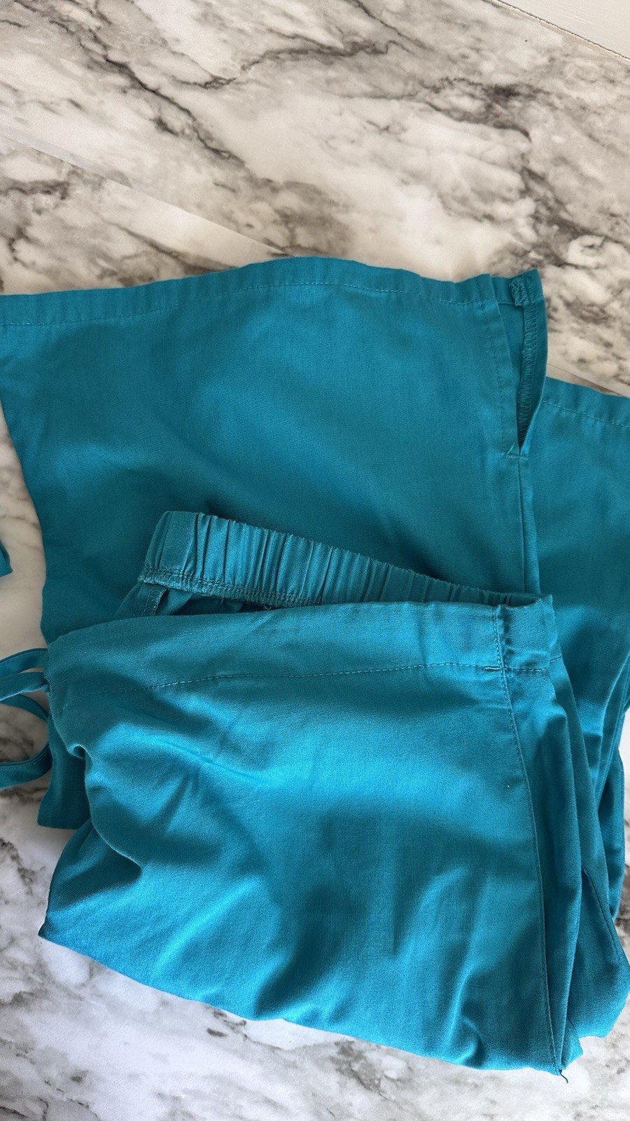 CHEROKEE Workwear Women’s Scrubs Set X-Small Teal 4700 Top, 4101 Flare Pants