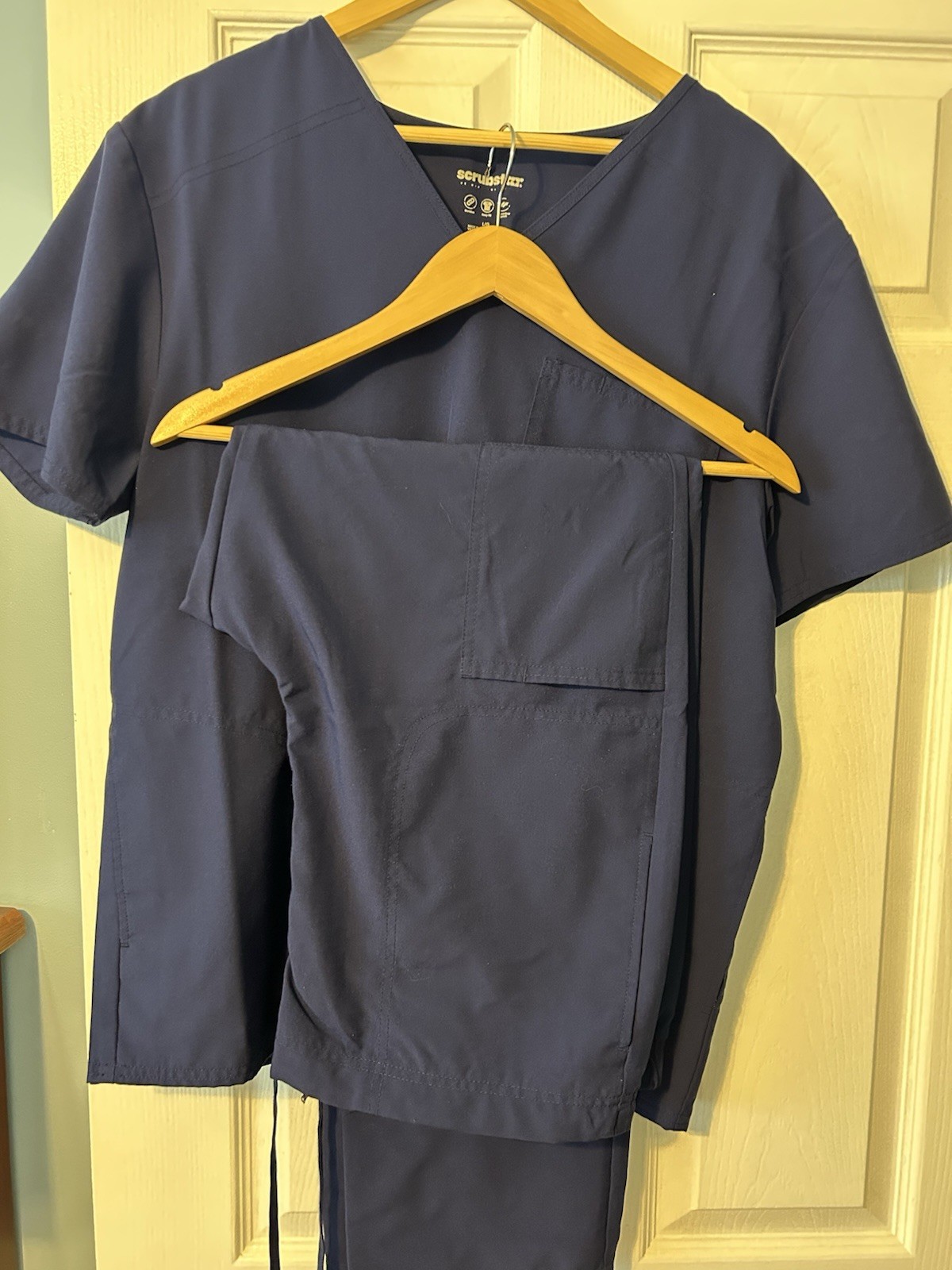 (2 Sets) Scrubstar Unisex Blue V-Neck Scrub Set Top & Pants L/G Poly Blend