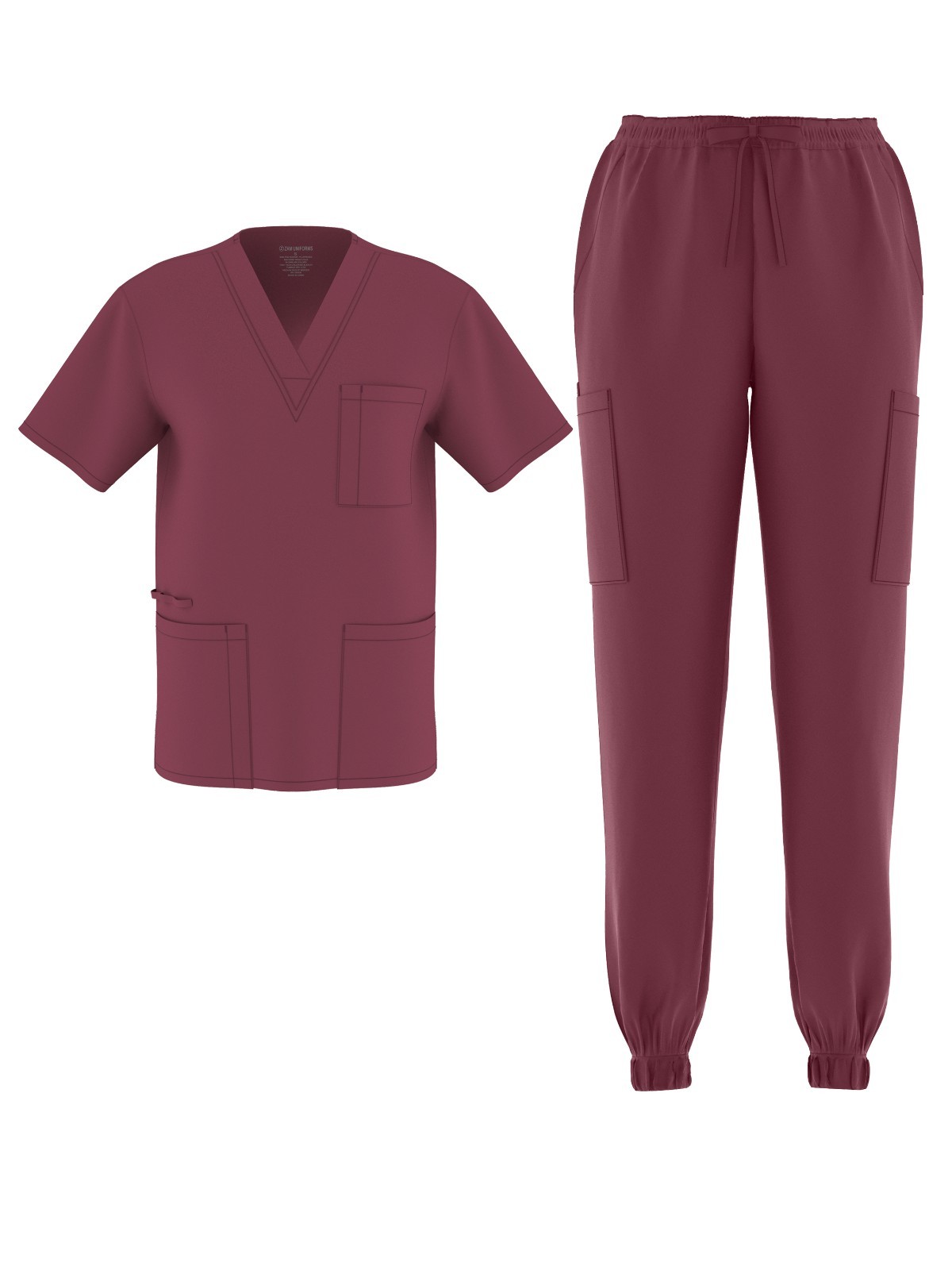 Unisex Stretch Jogger Scrub Set V-Neck Top Pants Medical Nurse Uniform 20 Colors