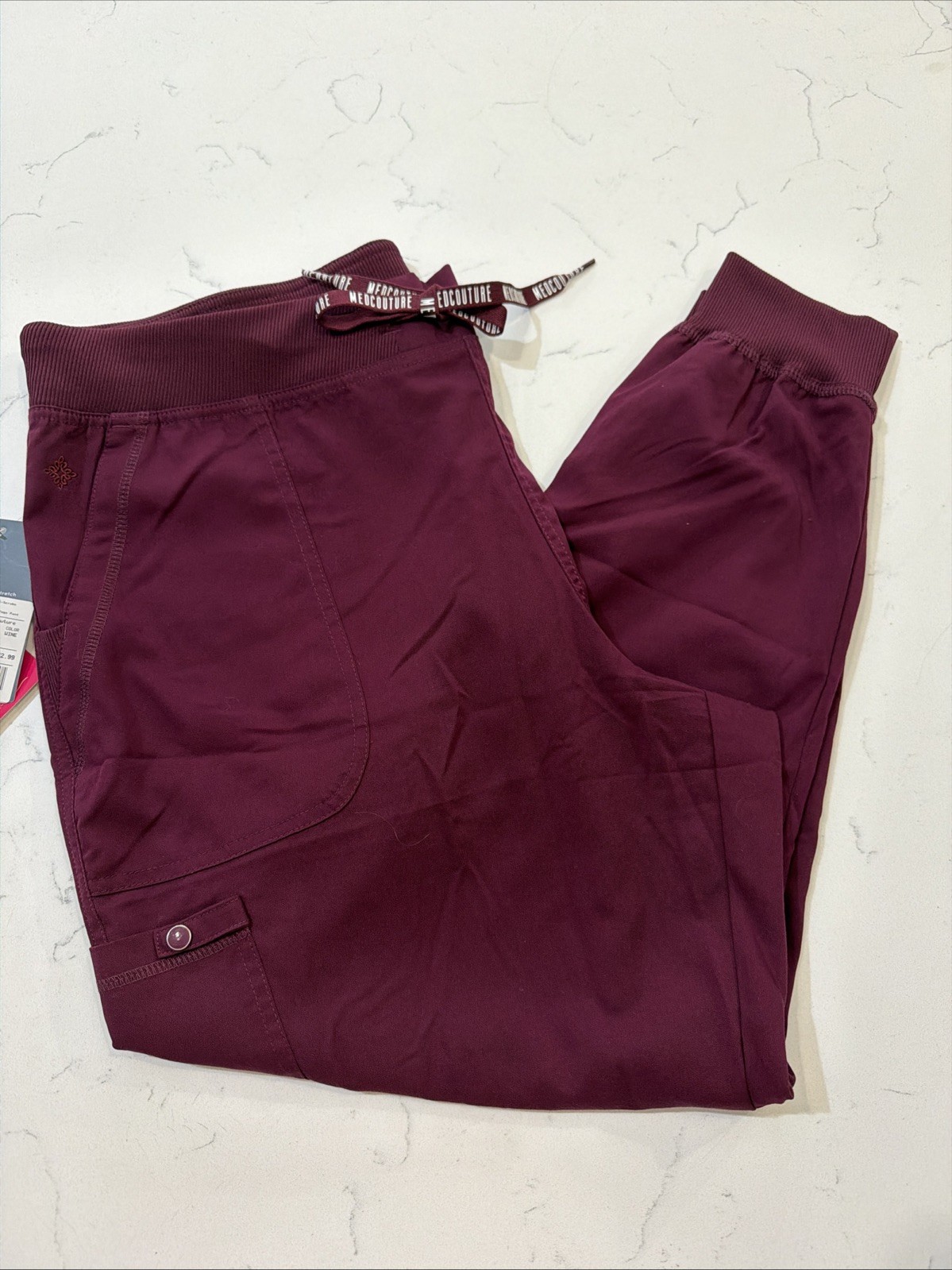 Med Couture Scrubs Woman Jogger Petite Pants MC7710 WINE Wine XLP
