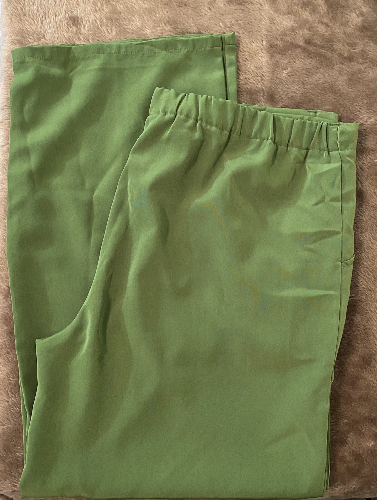 Silky Scrubs 100% Polyester Uniform Pants Large Bottoms Pea Green Drawstring