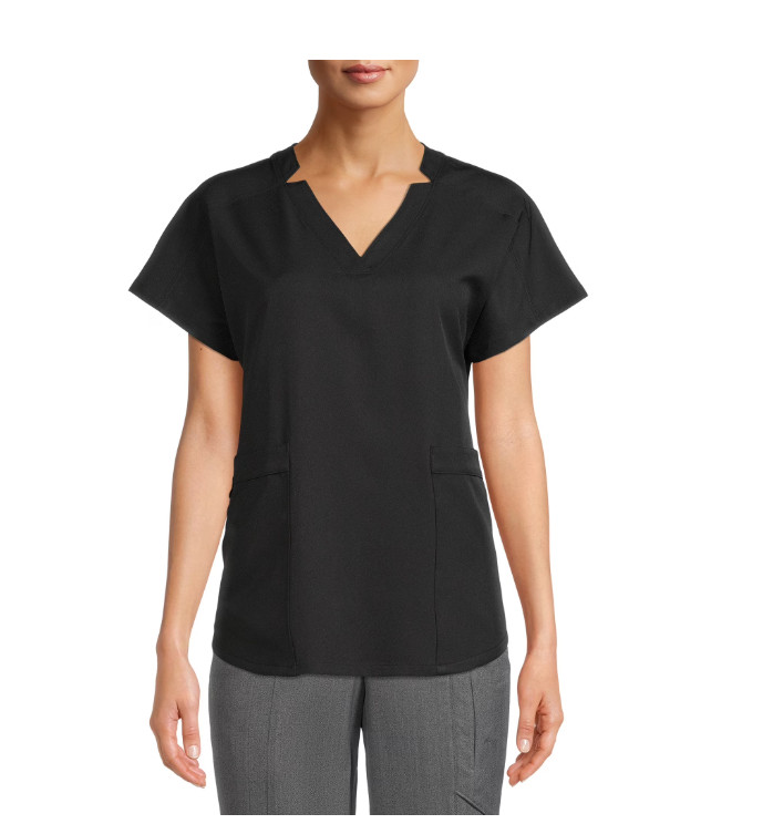 ClimateRight by Cuddl Duds Women’s and Women’s Plus Woven Twill V-Neck Scrub Top