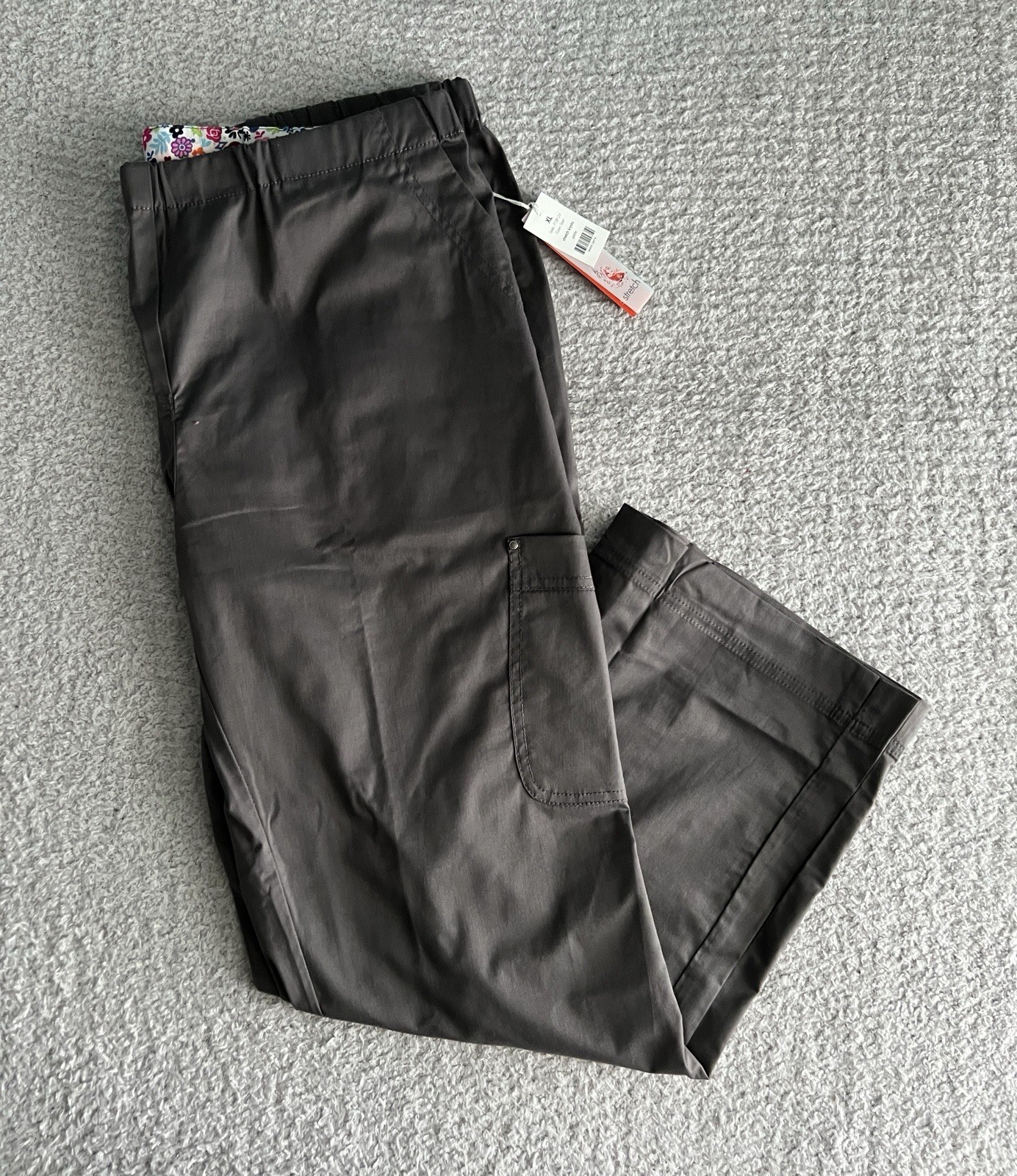 Koi Stretch Scrub Pants Women’s XL Petite XLP Steel Brown Krysta Cargo Nursing
