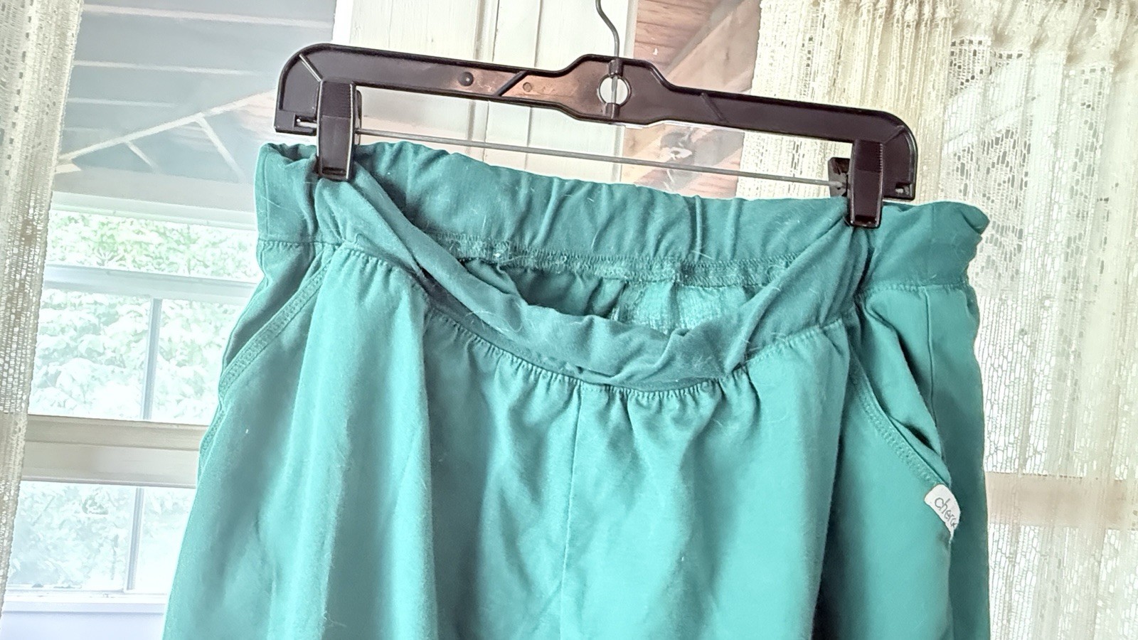 Cherokee Workwear Scrub Pants XL Green Cargo Elastic Waist Pockets Comfort