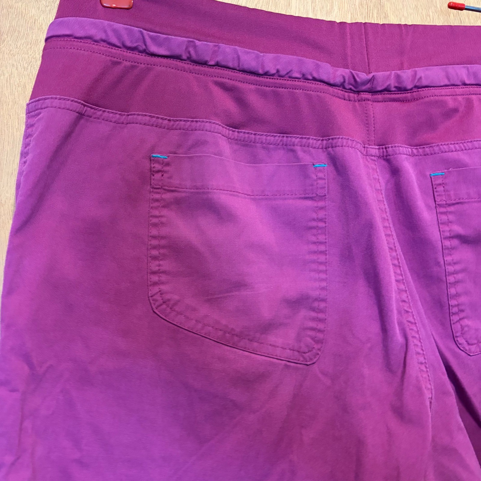 Med Couture Scrub Pants Women Large Fuchsia EZ Flex Yoga Waist Straight Leg Work