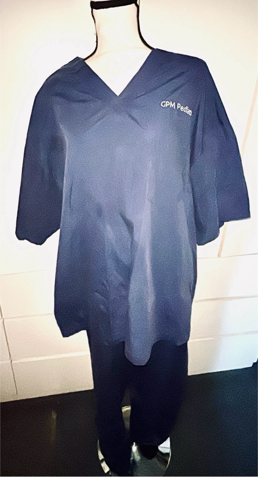 ALLHEART 65% POLY 35% COTTON NAVY UNISEX SCRUBS TOP PANTS SET UNISEX PEDIATRIACS