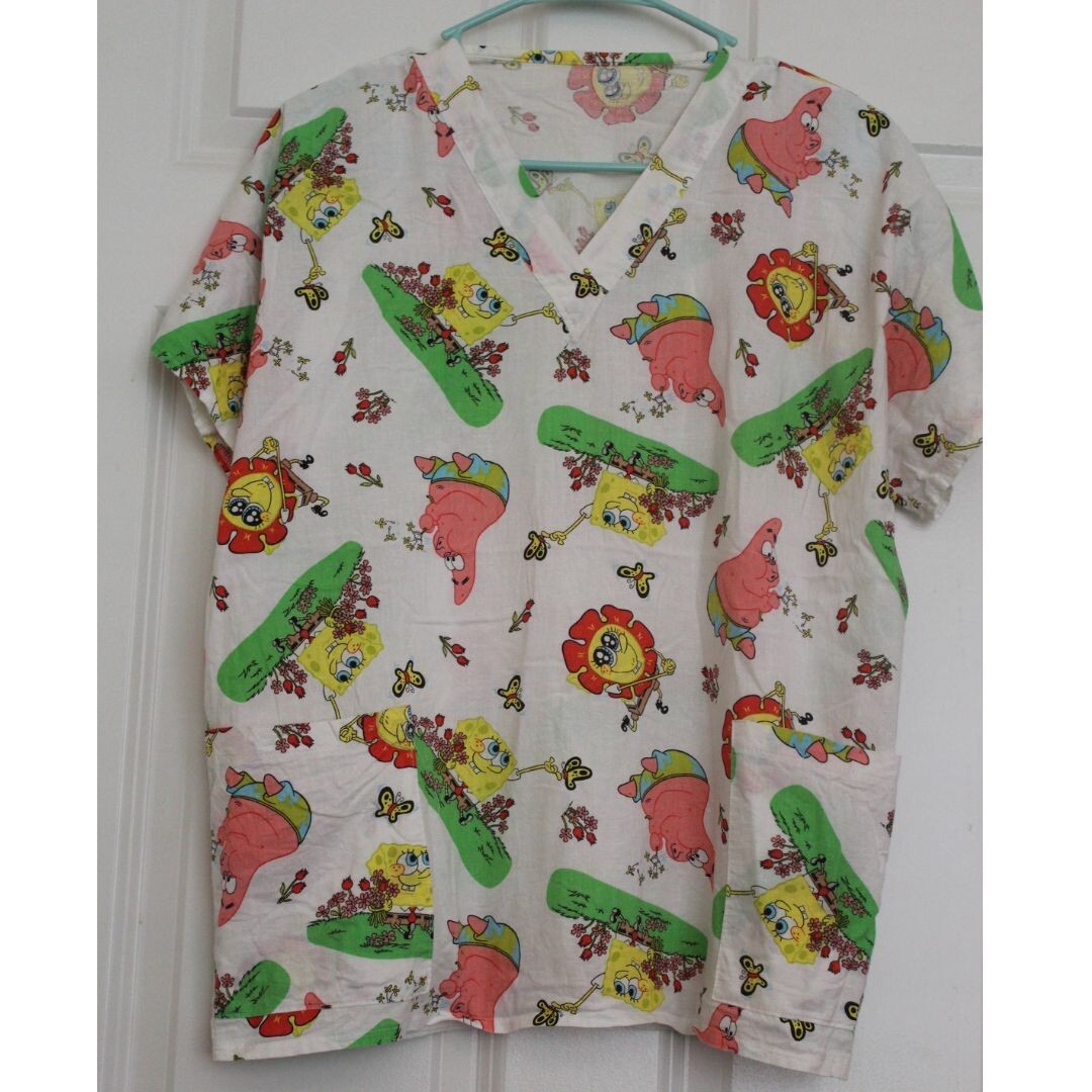 Women’s SpongeBob Medical Scrub Top Size M – L