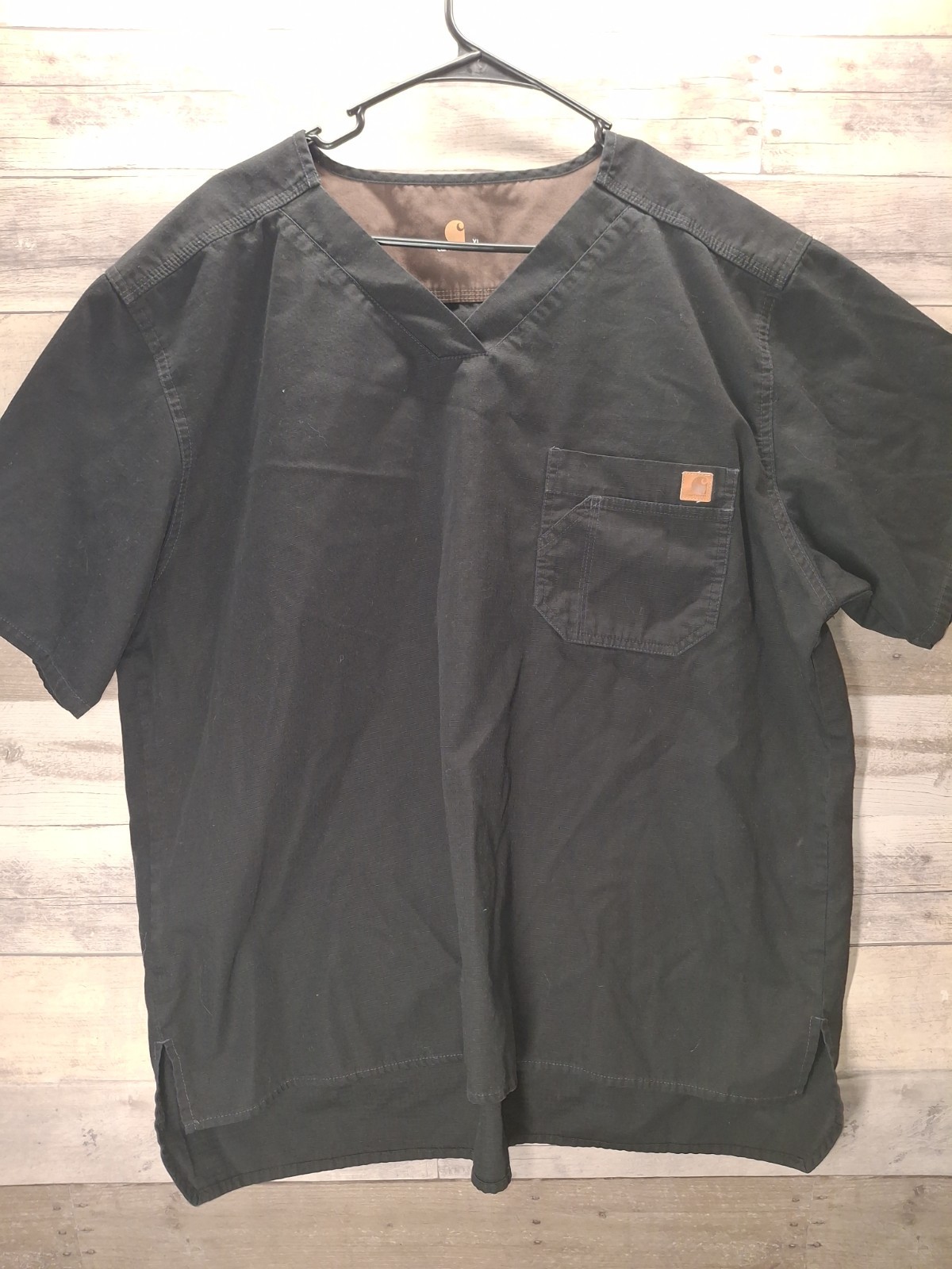Carhartt Classic Fit Ripstop Shirt Mens 2XL Blue V-Neck Short Sleeve C15108 Blk