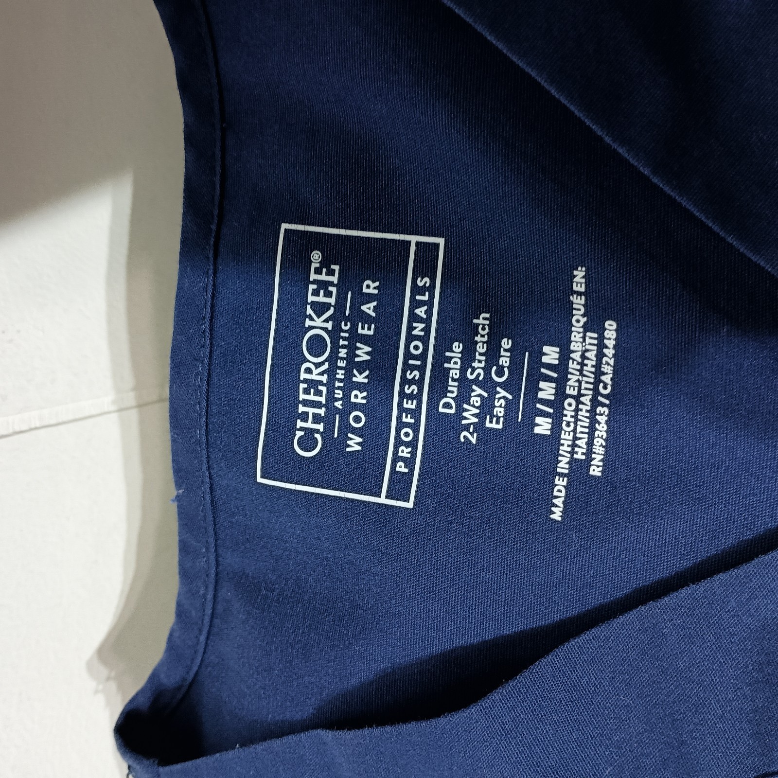 Lot of 2 Cherokee Professionals Scrub Top Navy Blue Cotton Blend WW695T MEDIUM