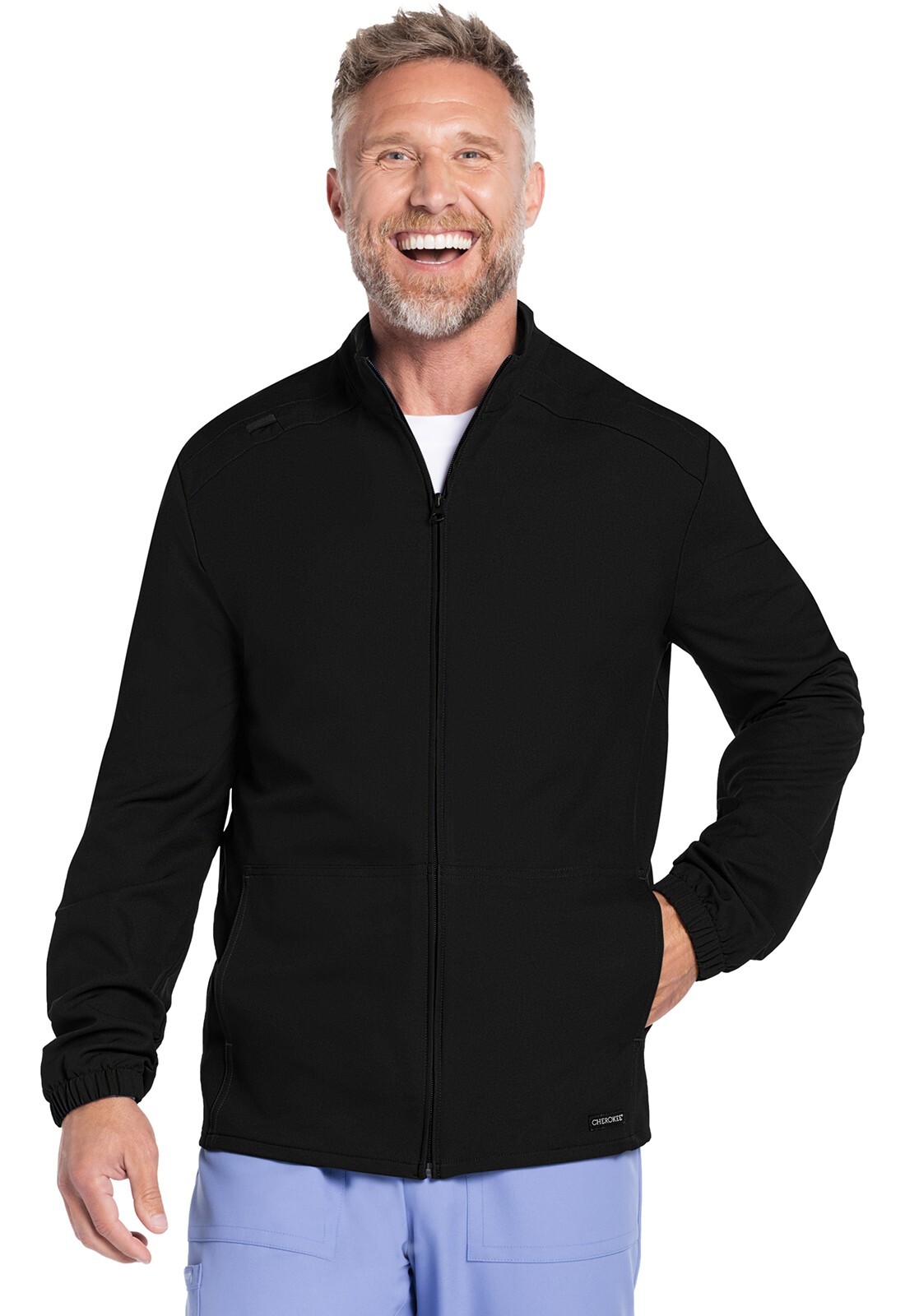 Cherokee Scrubs Men’s Zip Front Jacket CK359A BLK Black Free Shipping