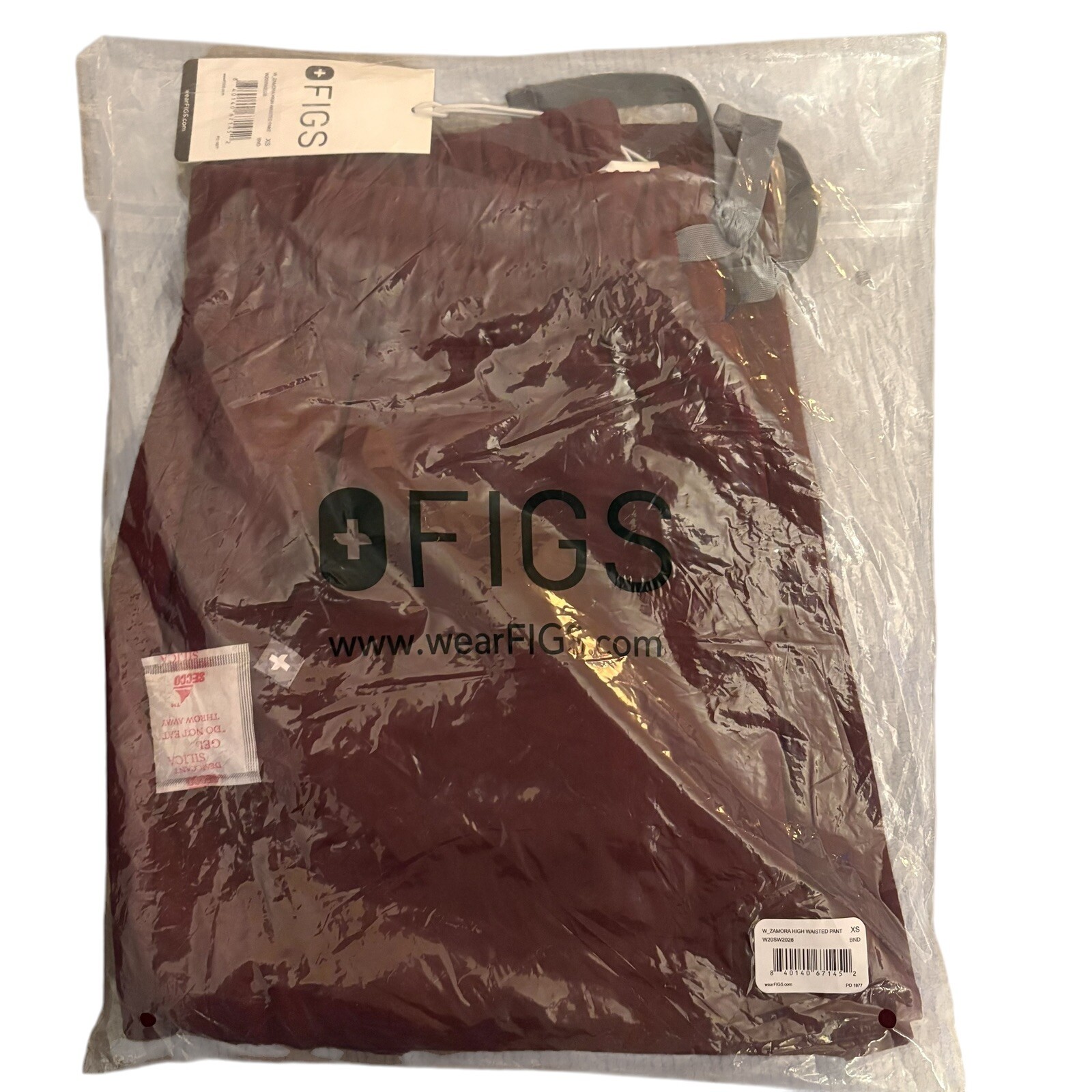 FIGS XS ZAMORA High Waist Jogger Style Scrub Pants Women BURGUNDY NWT Medical