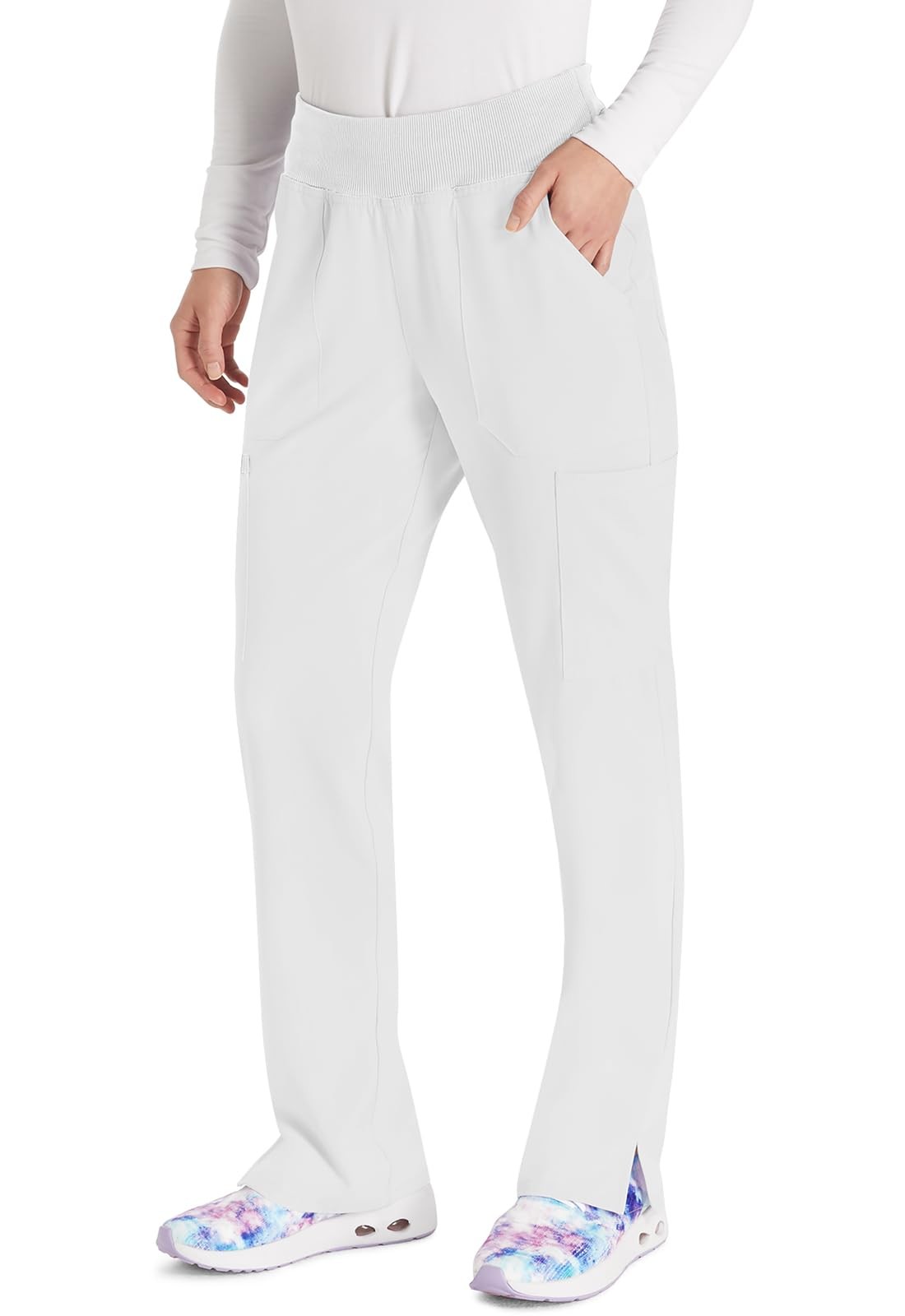 Dickies Women’s Scrub Pants Natural Rise Tapered Leg Pull-On Bottoms White Small