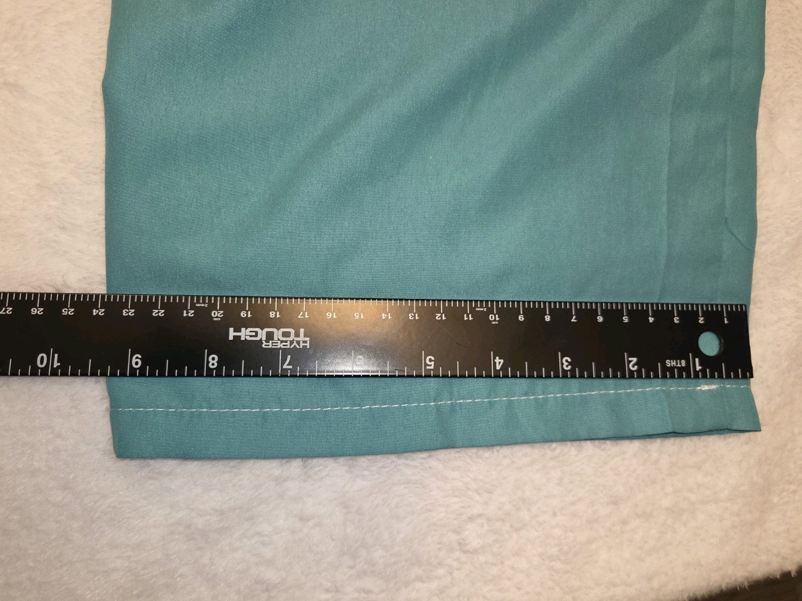 Teal Solid Medical Scrub Pants L Drawstring Elastic Waist Polyester Woven