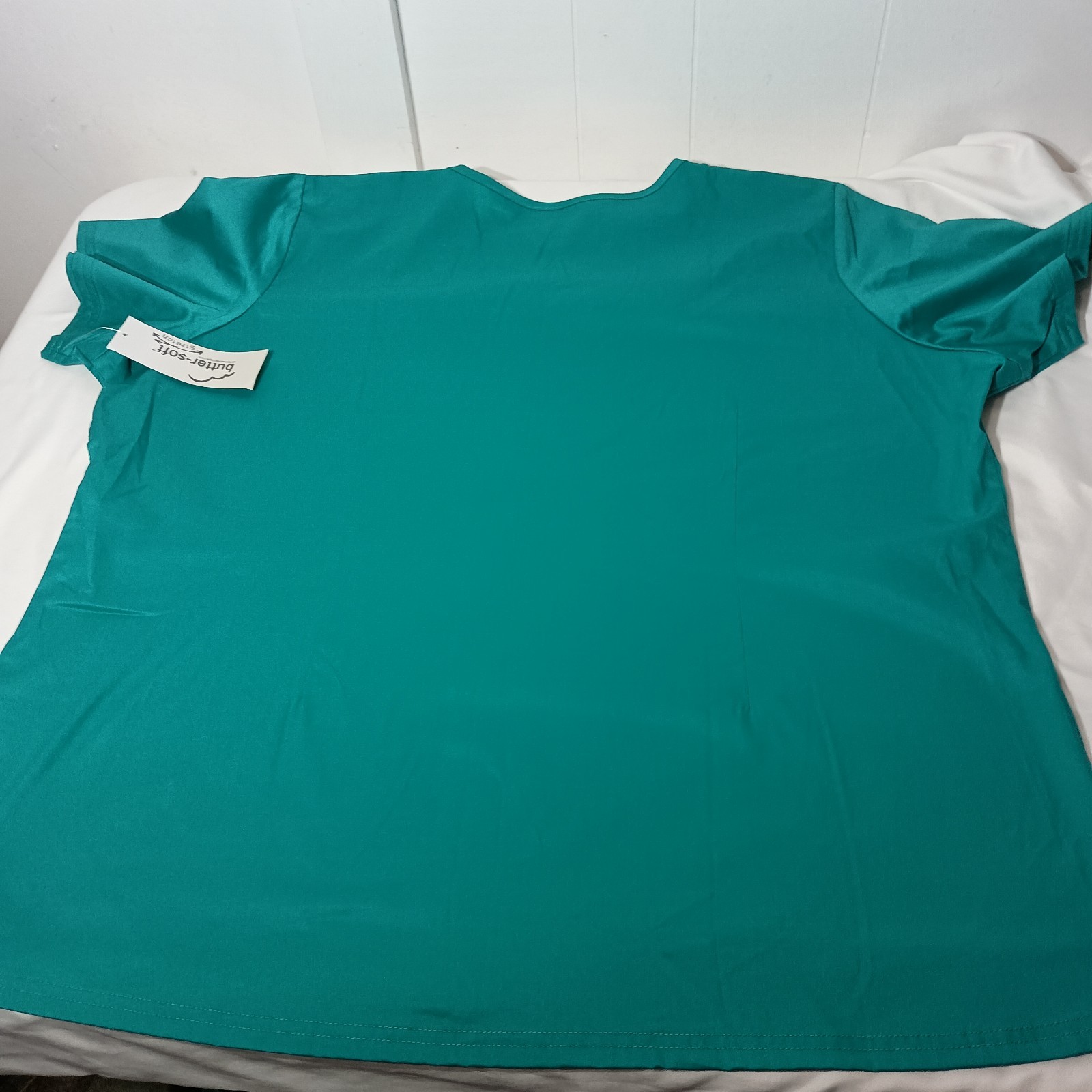 Butter Soft STRETCH Scrub Set TEAL Blue Cotton Blend 2X TOP XL BOTTOMS NEW