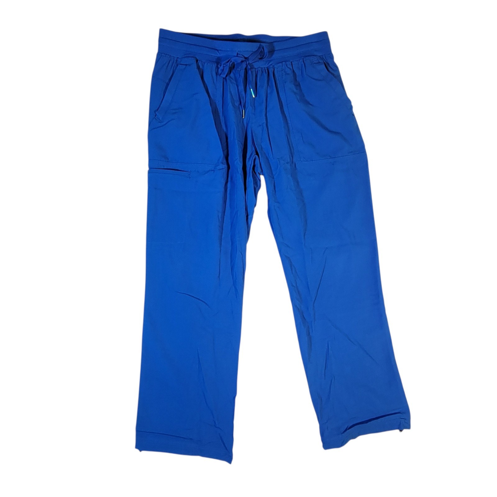 WonderWink Womens Scrubs Cargo L Petite Blue Pant 4 Pocket Drawstring Ankle Fit