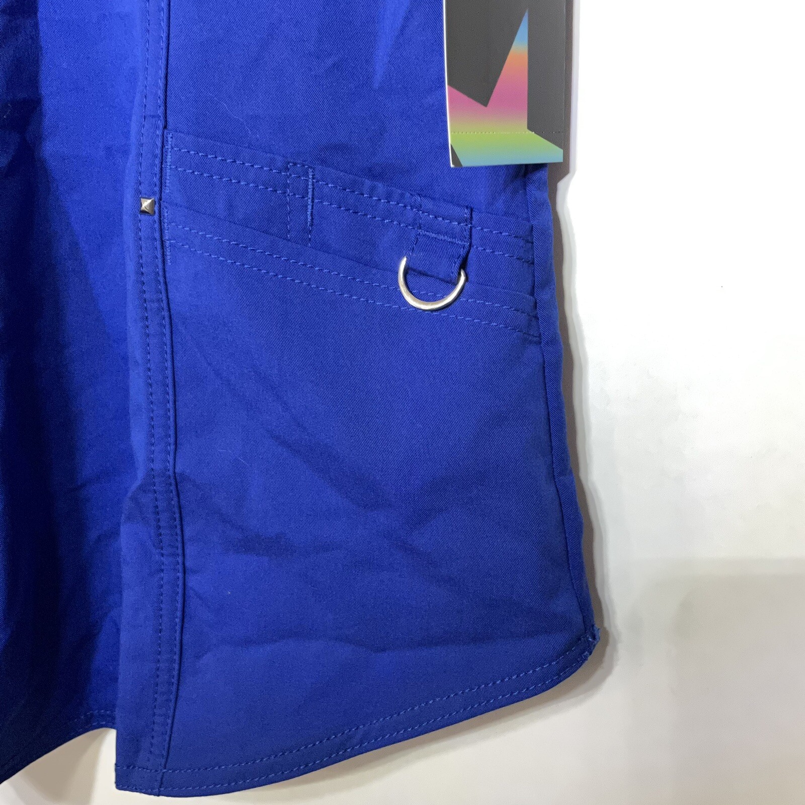 Womens XL Solid Blue Scrub Top Mock Wrap V Neck Premium Ultimate Scrubstar