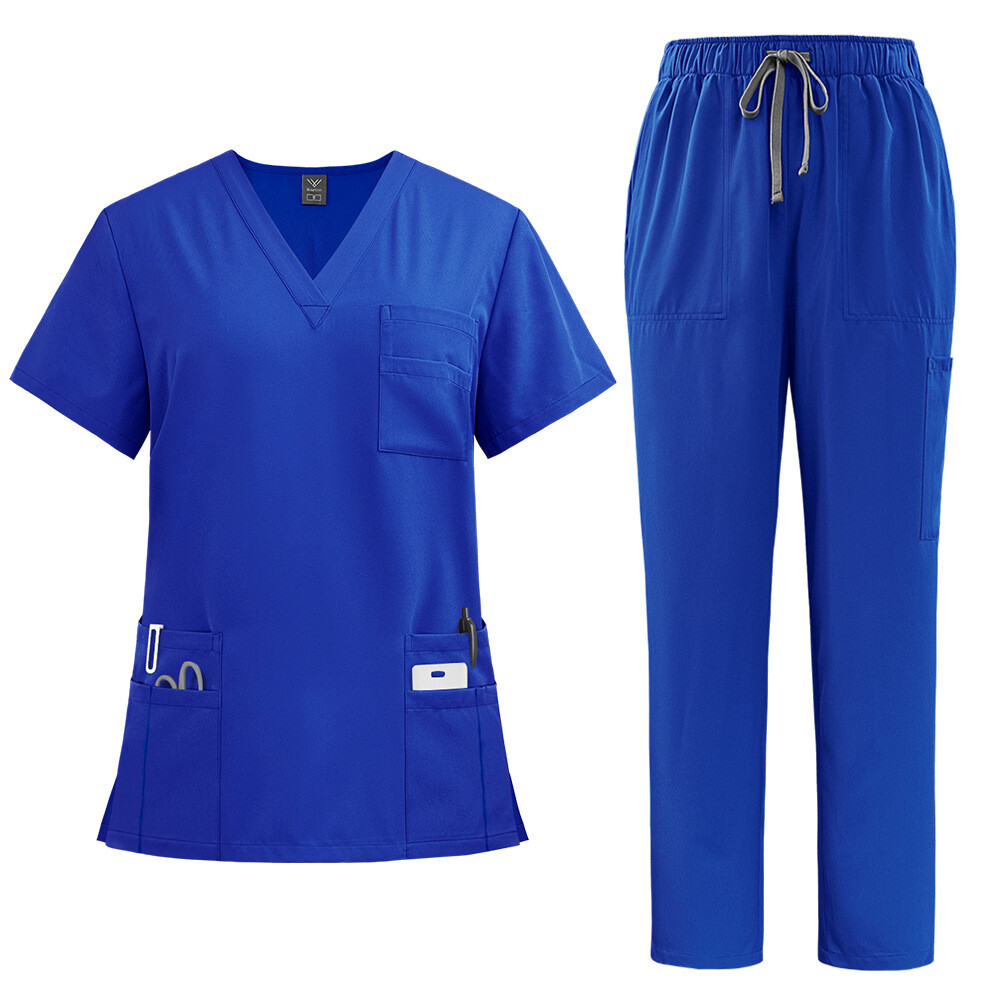 Wholesale NiaaHinn Unisex Medical Scrubs Set – Custom Logo V-Neck Top